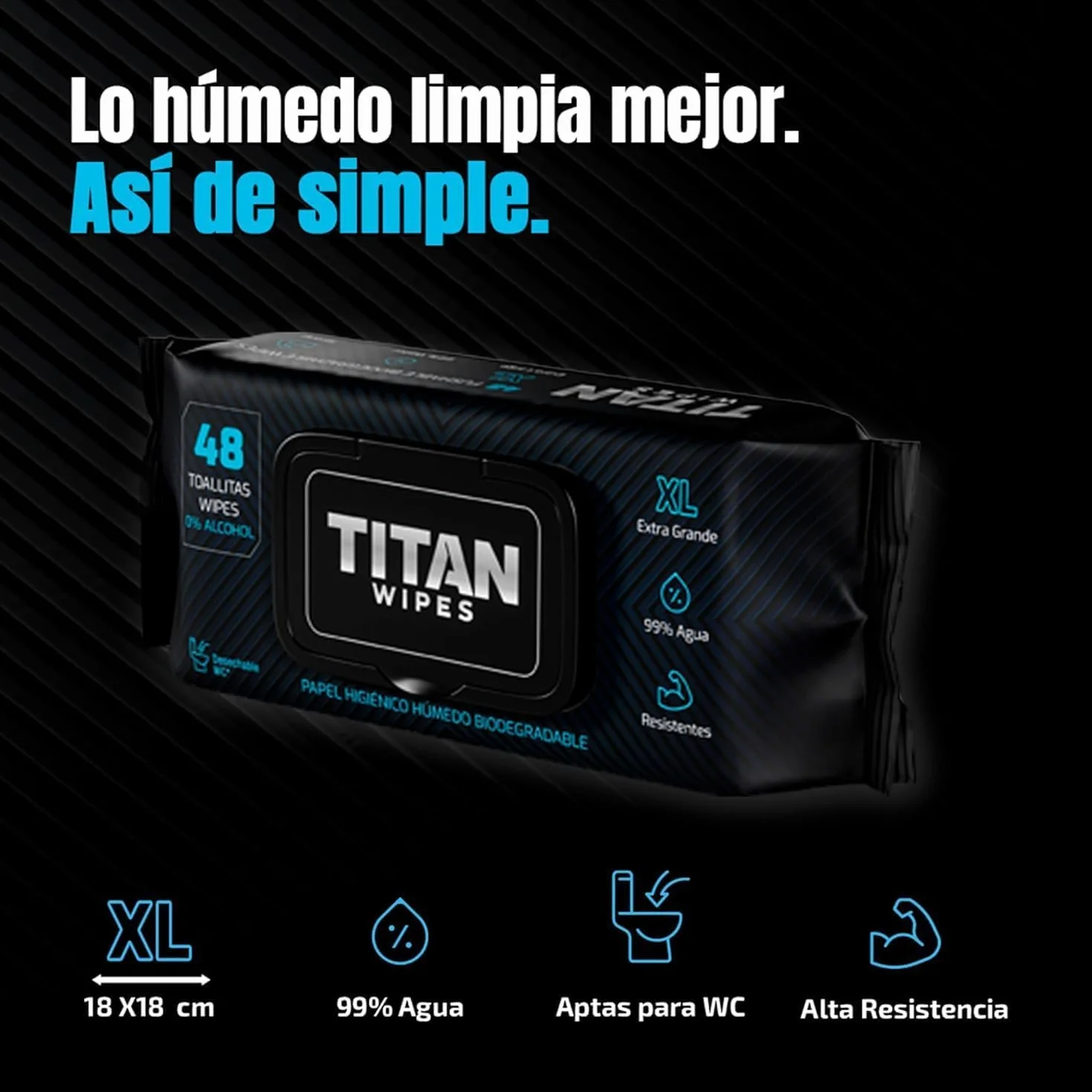 Papel Higiénico Húmedo Biodegradable EXTRA Grande 3pack 144 Toallitas XL 18×18 cm 99% Agua Aloe Vitamina E