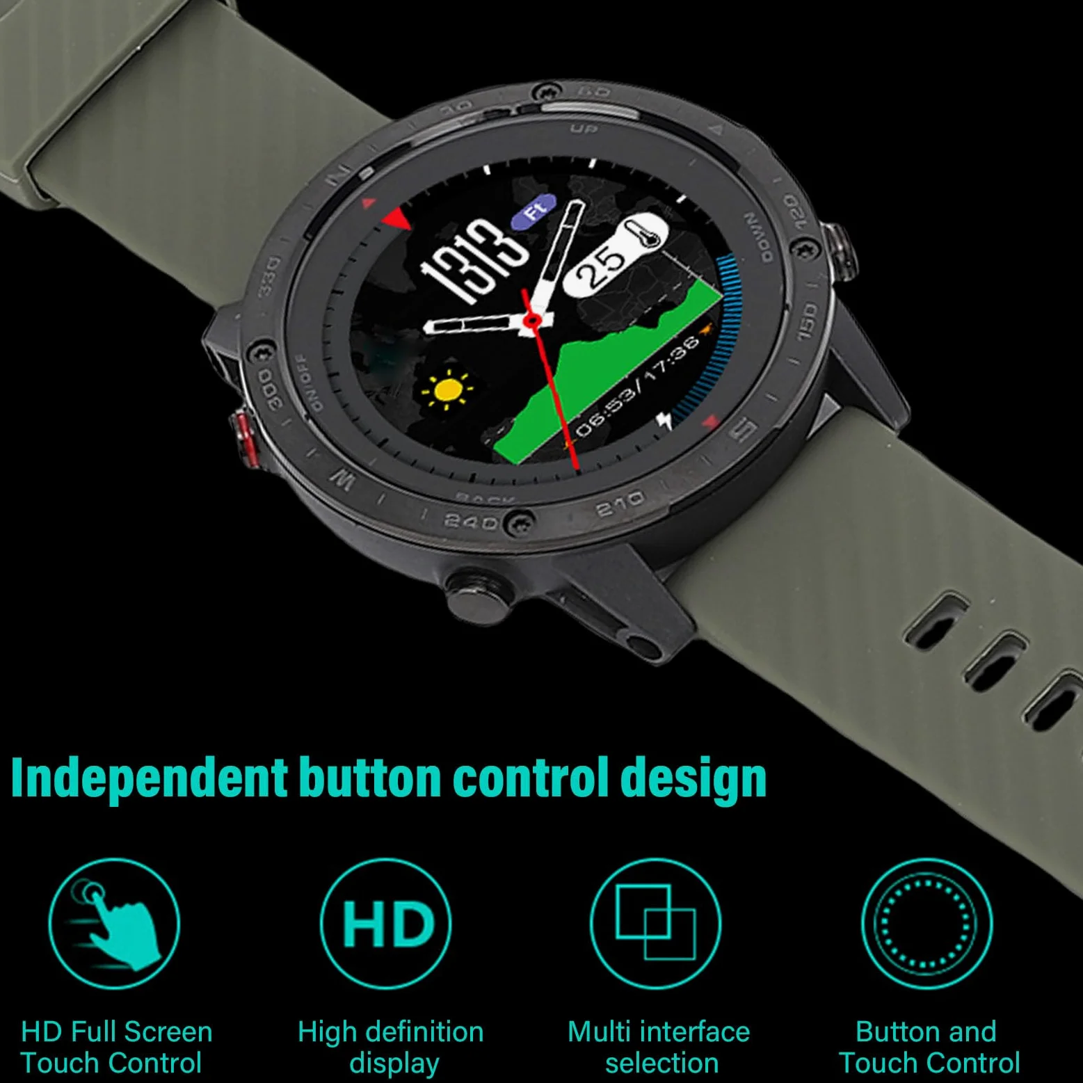 EMUKOEP Reloj de Pulsera Deportivo para Natación, Reloj Inteligente Redondo, de Buceo con Batería de Larga Duración, Función de Recordatorio Impermeable para Actividades Al Aire