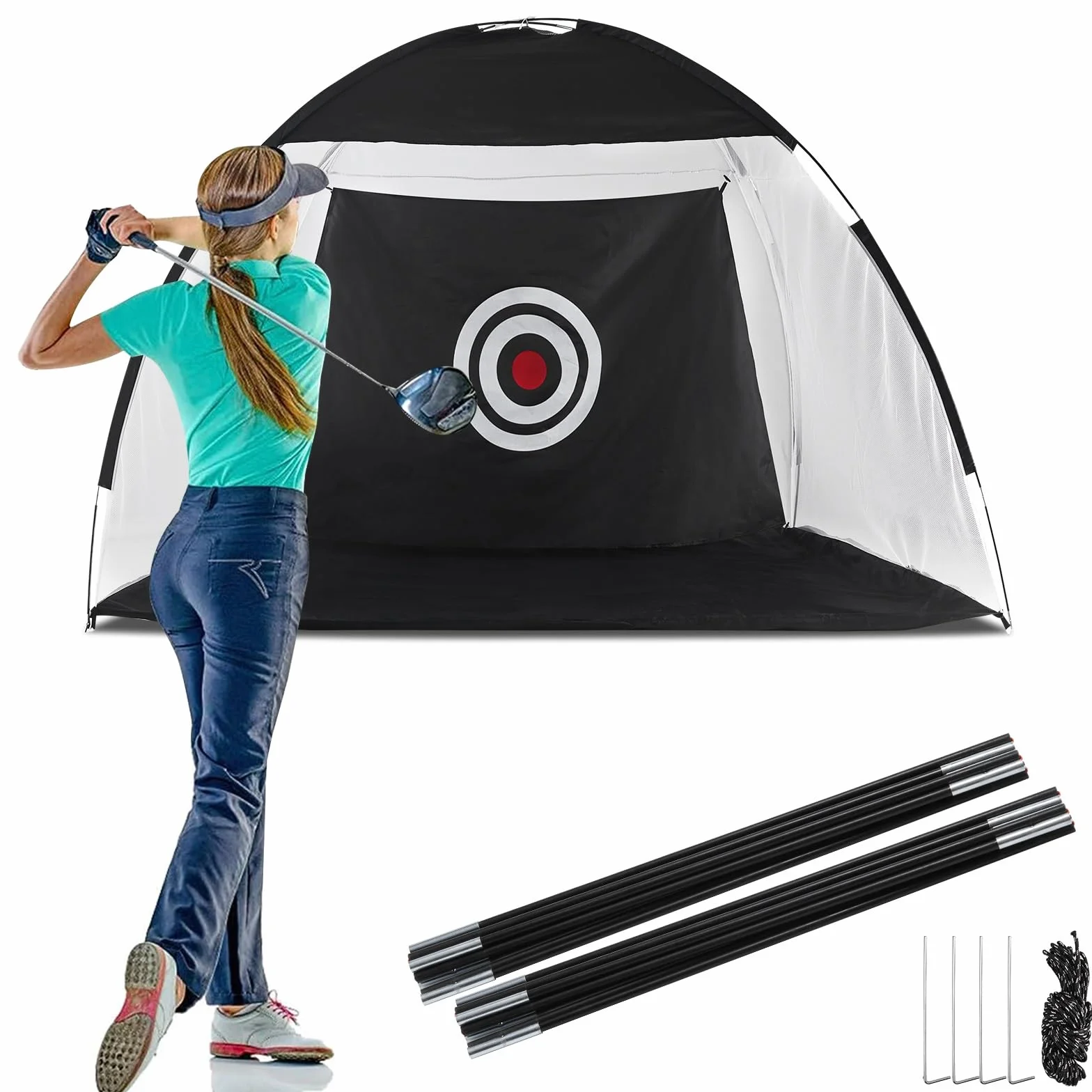 TUKAILAi Red de golf plegable de 10 x 7 pies, red de golf portátil para jardín, interior y exterior, red de práctica de golf para interior, exterior, patio trasero, red de práctica de golf todo en 1