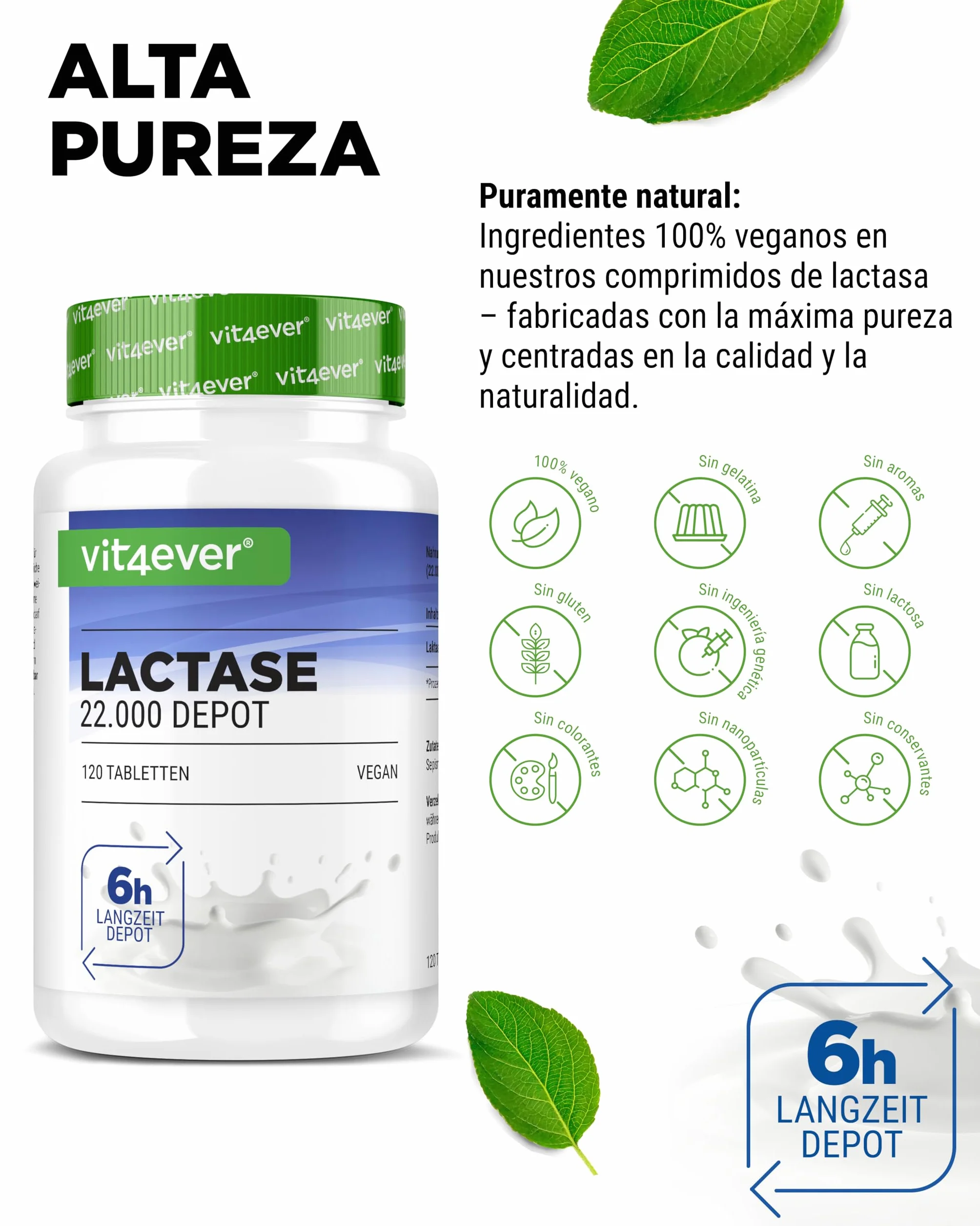 Sepismart Lactasa 22.000 Depot 120 comprimidos liberación lenta para intolerancia a la lactosa