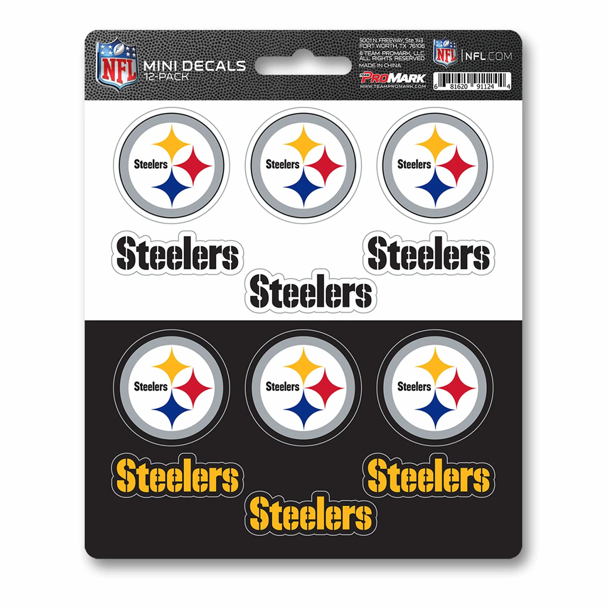 NFL Pittsburgh Steelers Fanmats - 12 naklejek w kolorach drużyny