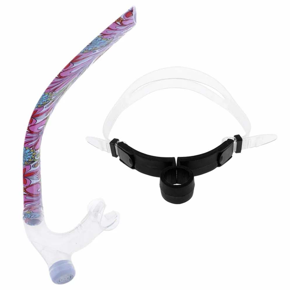 Snorkel de Buceo con Tubo de Respiración de Silicona Clip de Fijación Purga Central Resistencia Baja Adecuado para Entrenamiento de Natación