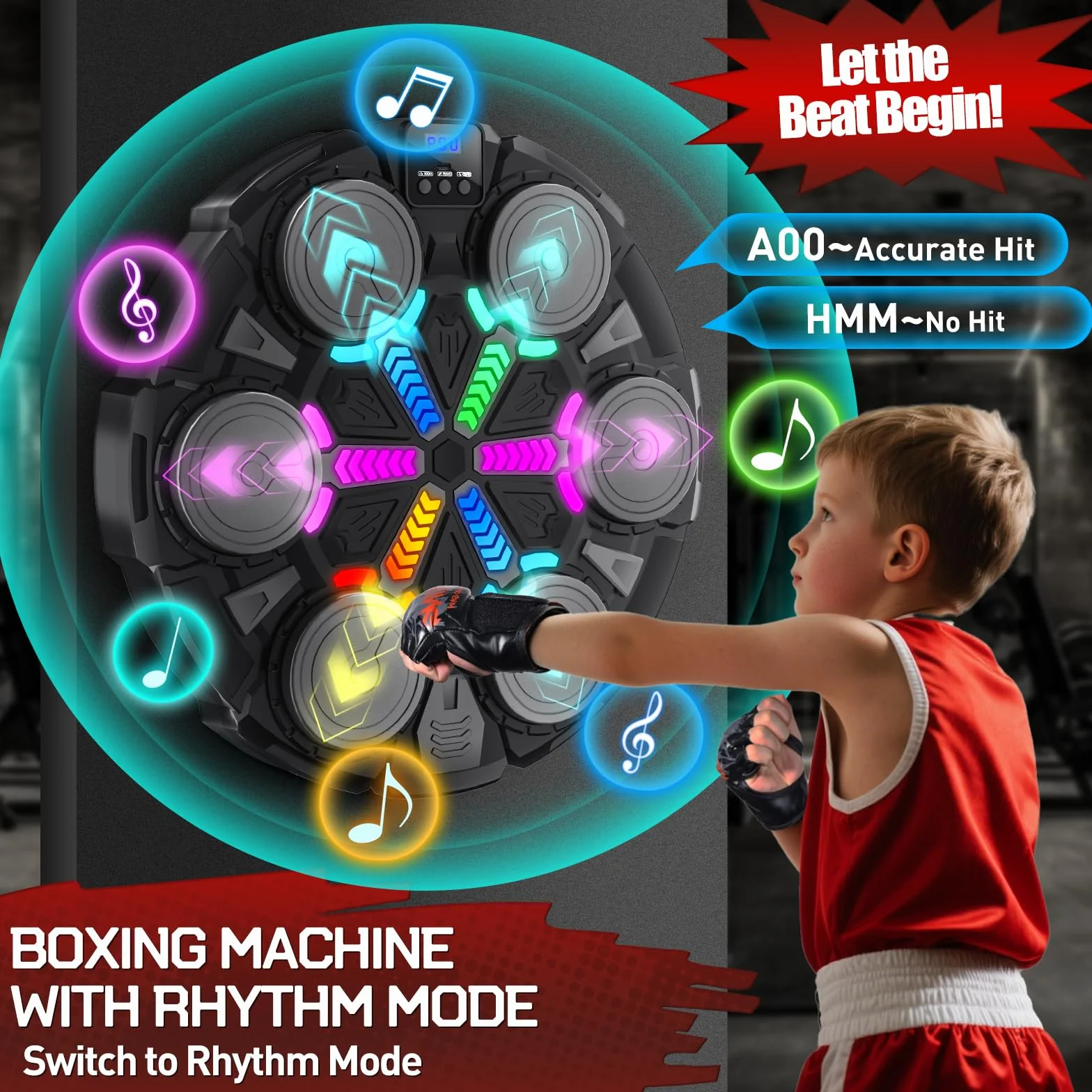 Máquina de Boxeo Musical Bluetooth con Conteo y Luces Ajustables para Entrenamiento en Casa