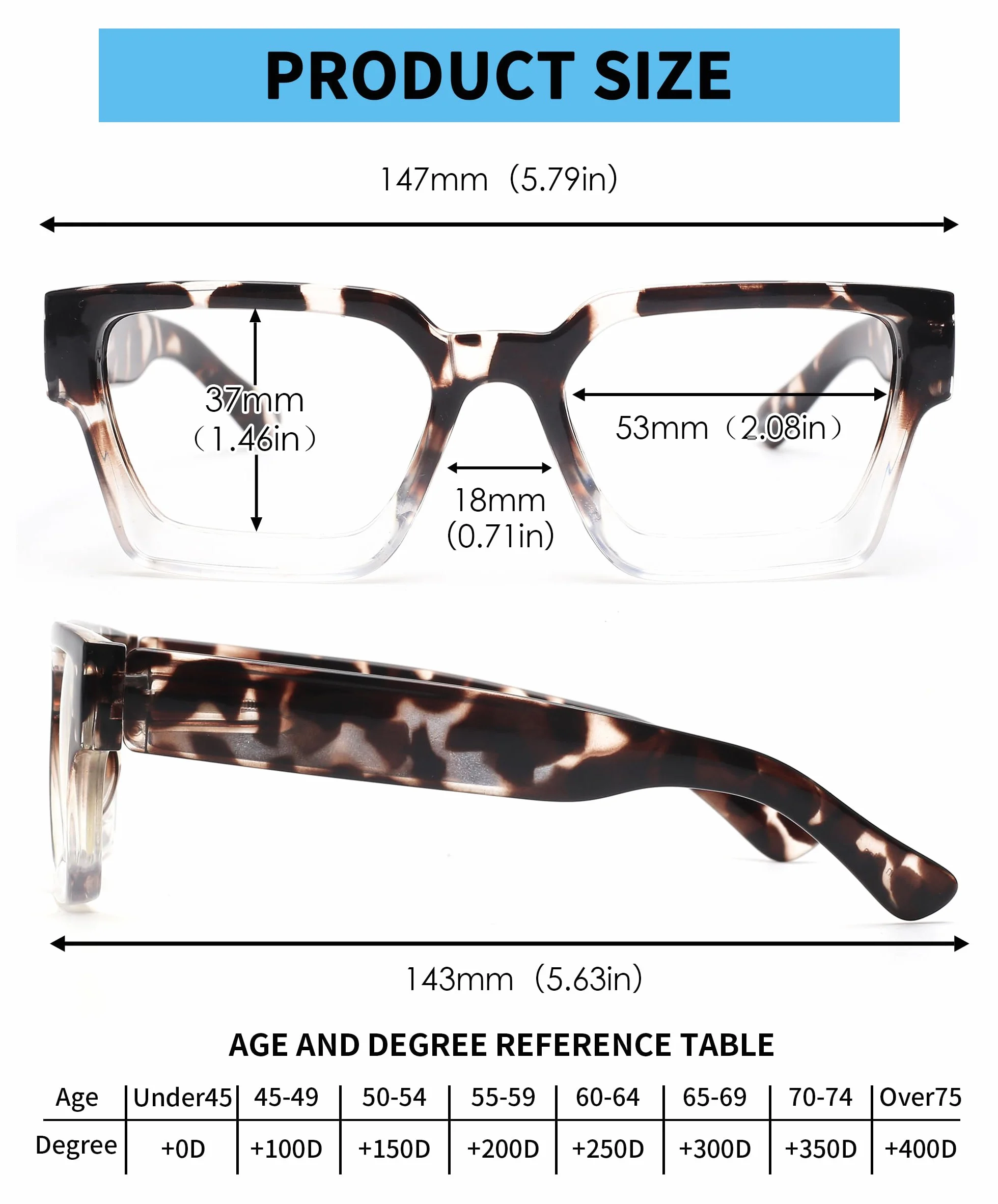 JM Paquete de 3 Gafas de Lectura Cuadrados con Bloqueo a Luz Azul para Mujeres y Hombres