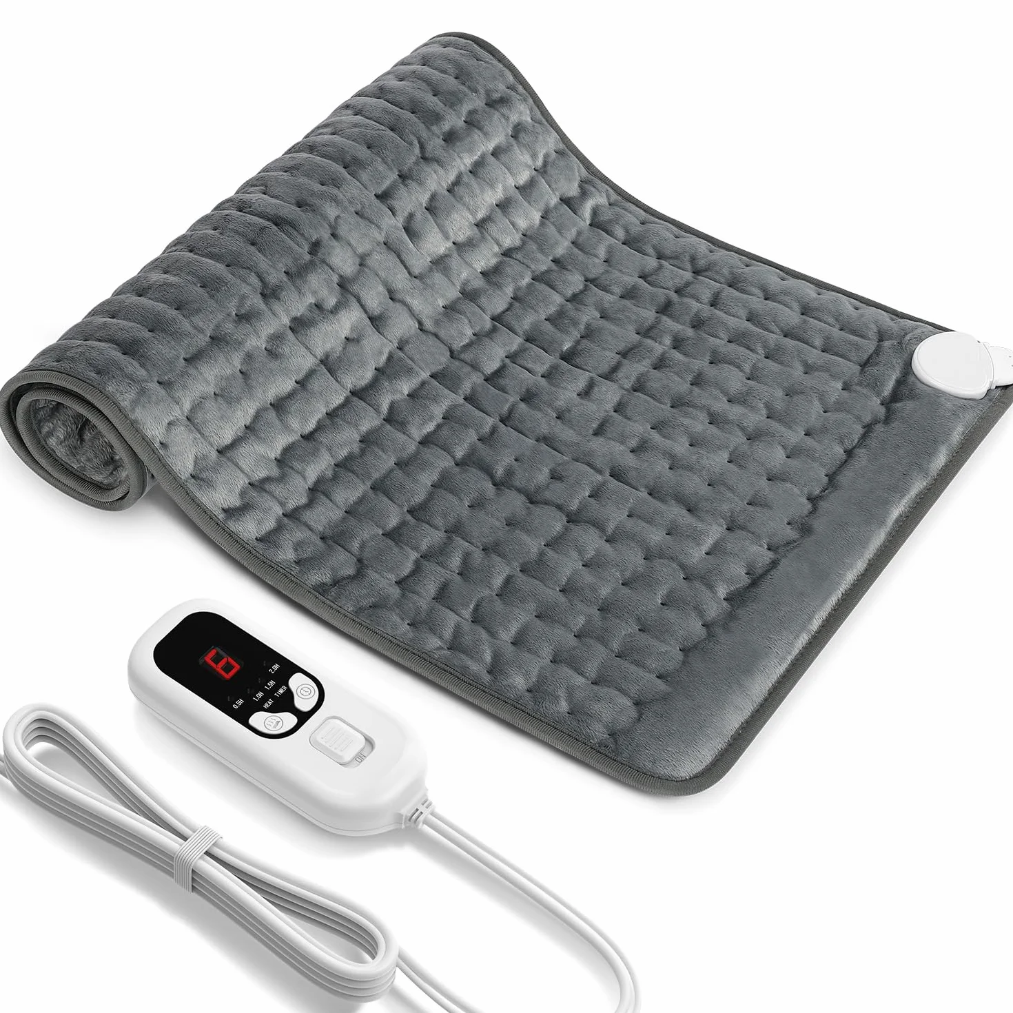 Manta Electrica 84x43 cm 6 Temperaturas 4 Configuraciones de Temporizador Calentamiento Rápido Lavable a Máquina Apagado Automático para Espalda Hombros Abdomen