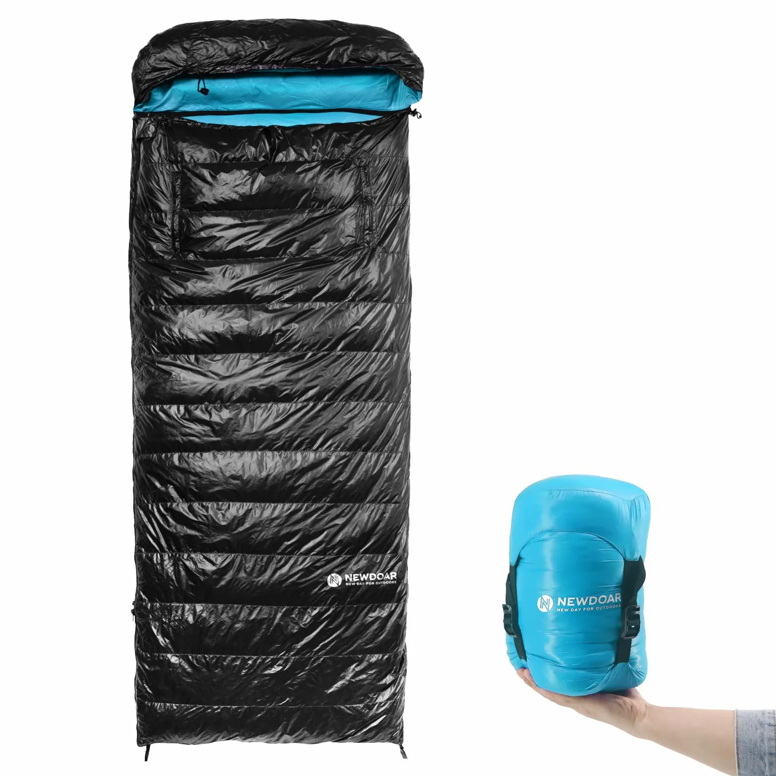 NewDoar Saco de dormir ultraligero para camping, 800 FP, plumón de pato blanco, ultra compacto, forma de momia, primavera, verano, otoño, senderismo y tienda de campaña (ponible)