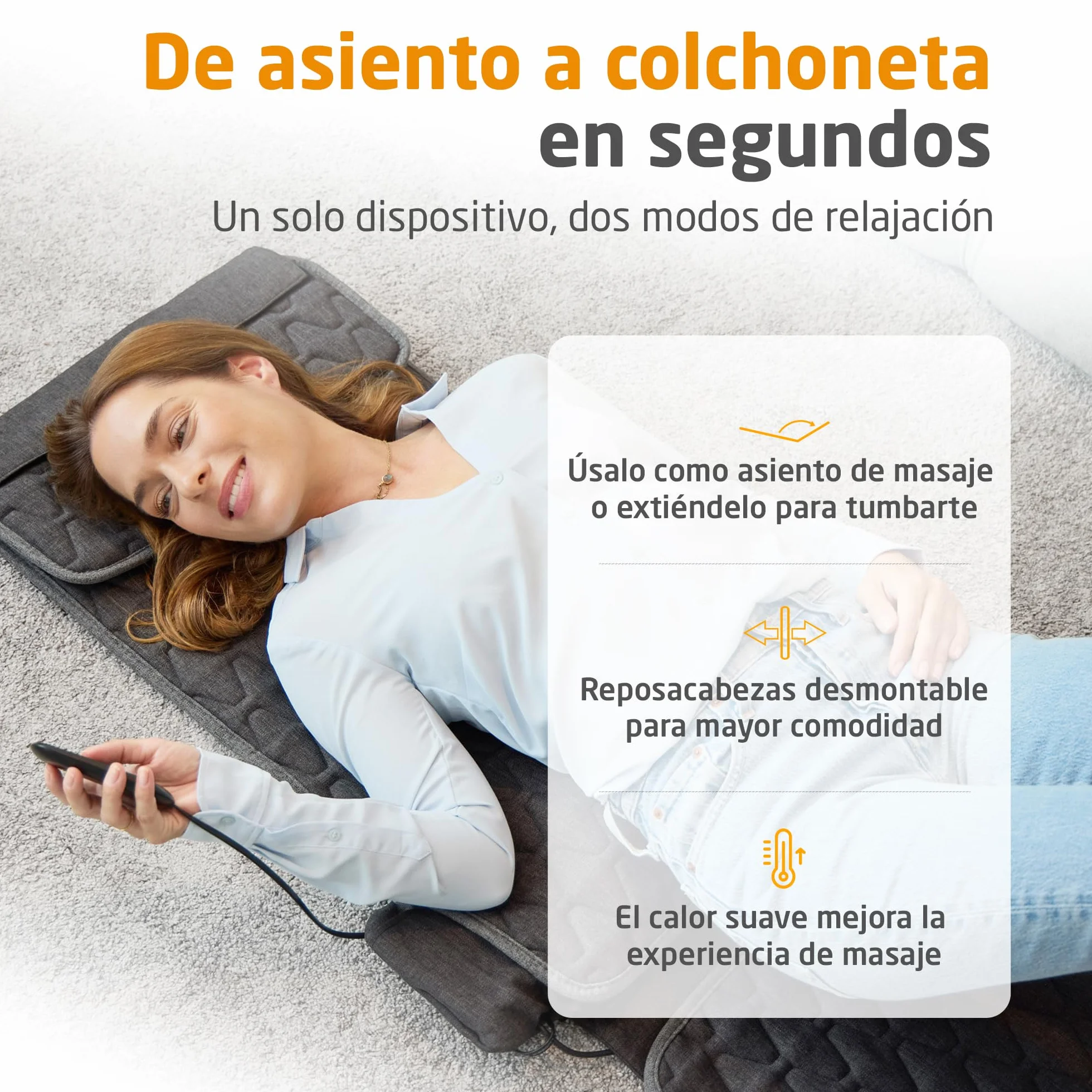 Medisana MC 700 Funda de Masaje Shiatsu, Masajeador Cervical y Espalda, Esterilla Extrafina con Calor