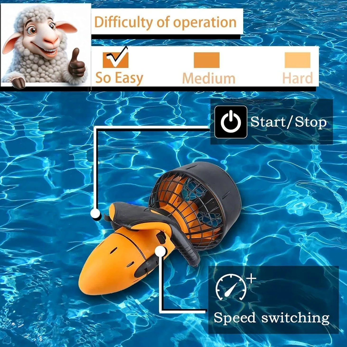Scooter Submarino, Propulsor Eléctrico Subacuático 500 W, Un Potente Impulsor para Buceo Y Natación para Aventuras Acuáticas Inolvidables, Snorkel Y Diversión En Piscina.