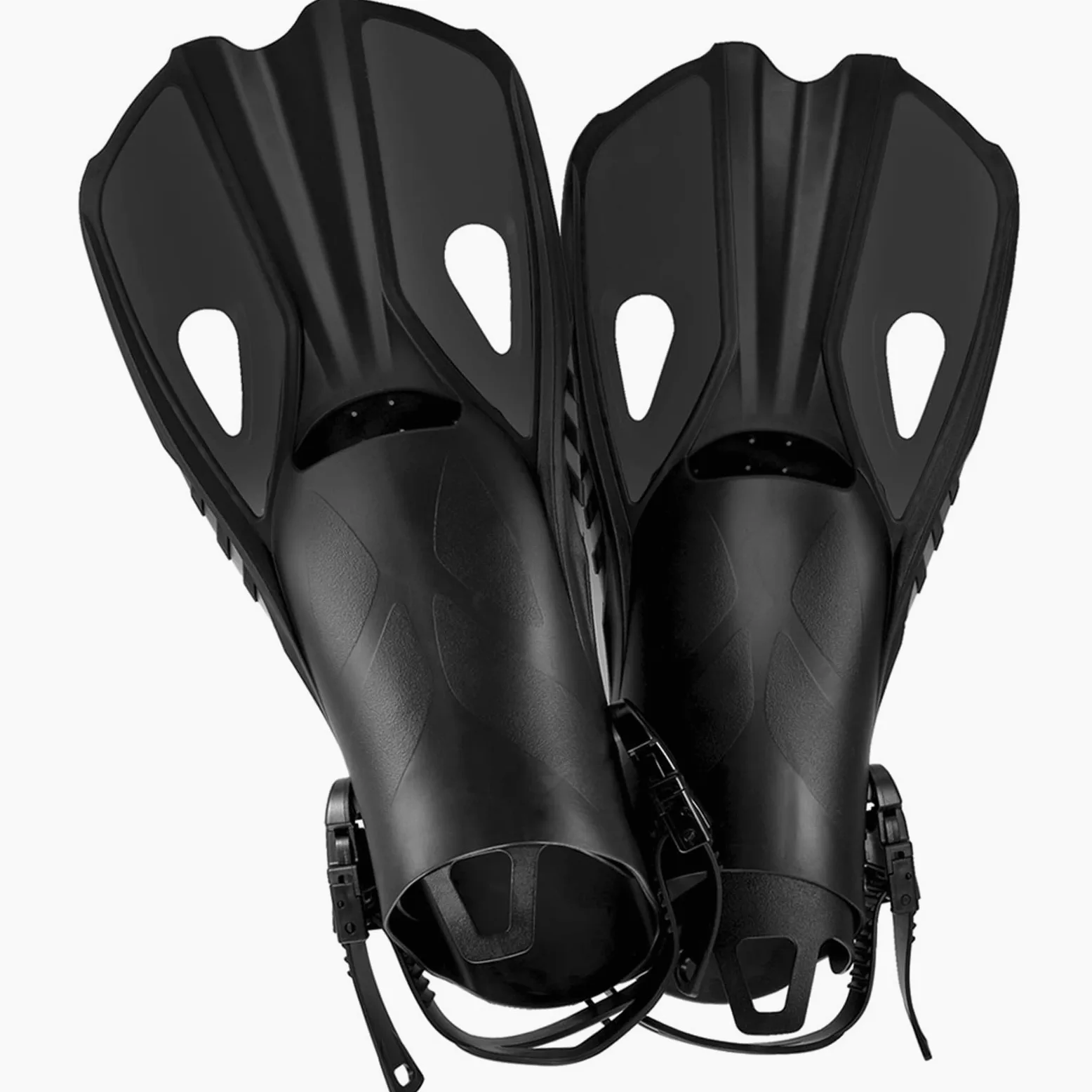 Aletas de Entrenamiento de Natación Aletas de Snorkel Aletas de natación Zapatos de Buceo Cortos Ranas de Pato Ajustables de Silicona Tamaño de Viaje Talón Abierto Adulto(Black,XS)