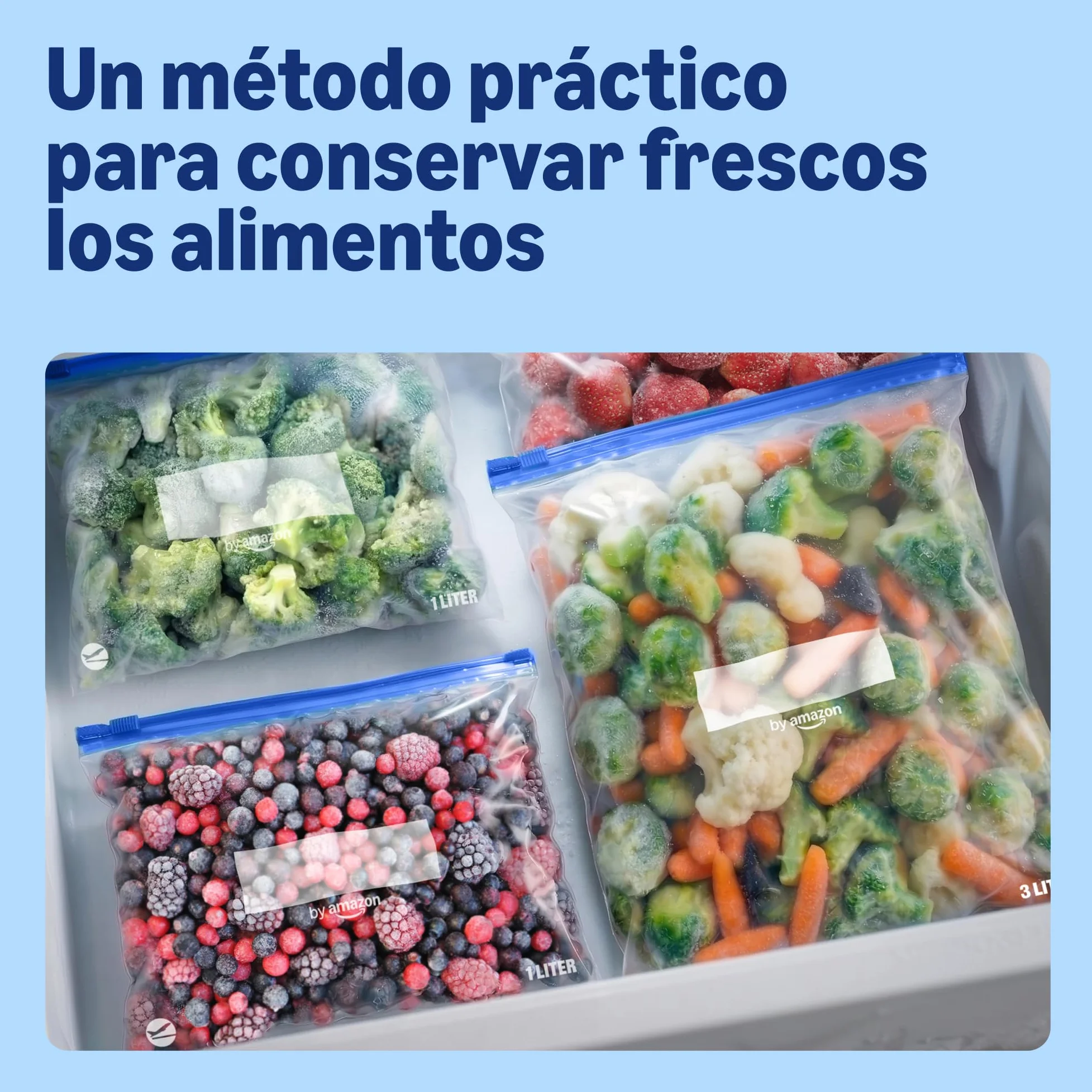 Bolsas de congelación con cierre deslizante Cremallera Amazon, 1 litro, 20 unidades