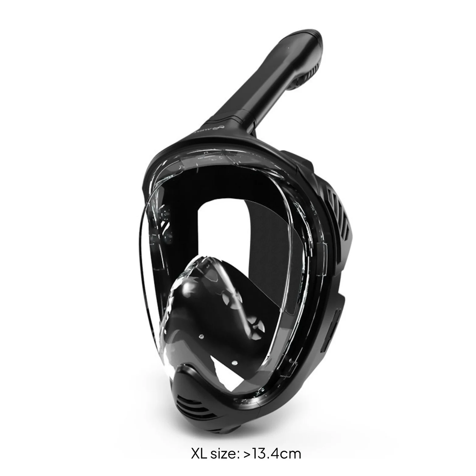 Máscara de Snorkel de Cara Completa Gafas de Buceo de Gran Visión Tubo Seco Lentes PC Plegable Silicona Suave con Comodidad Facial y Montaje Rápido , Negro , XL