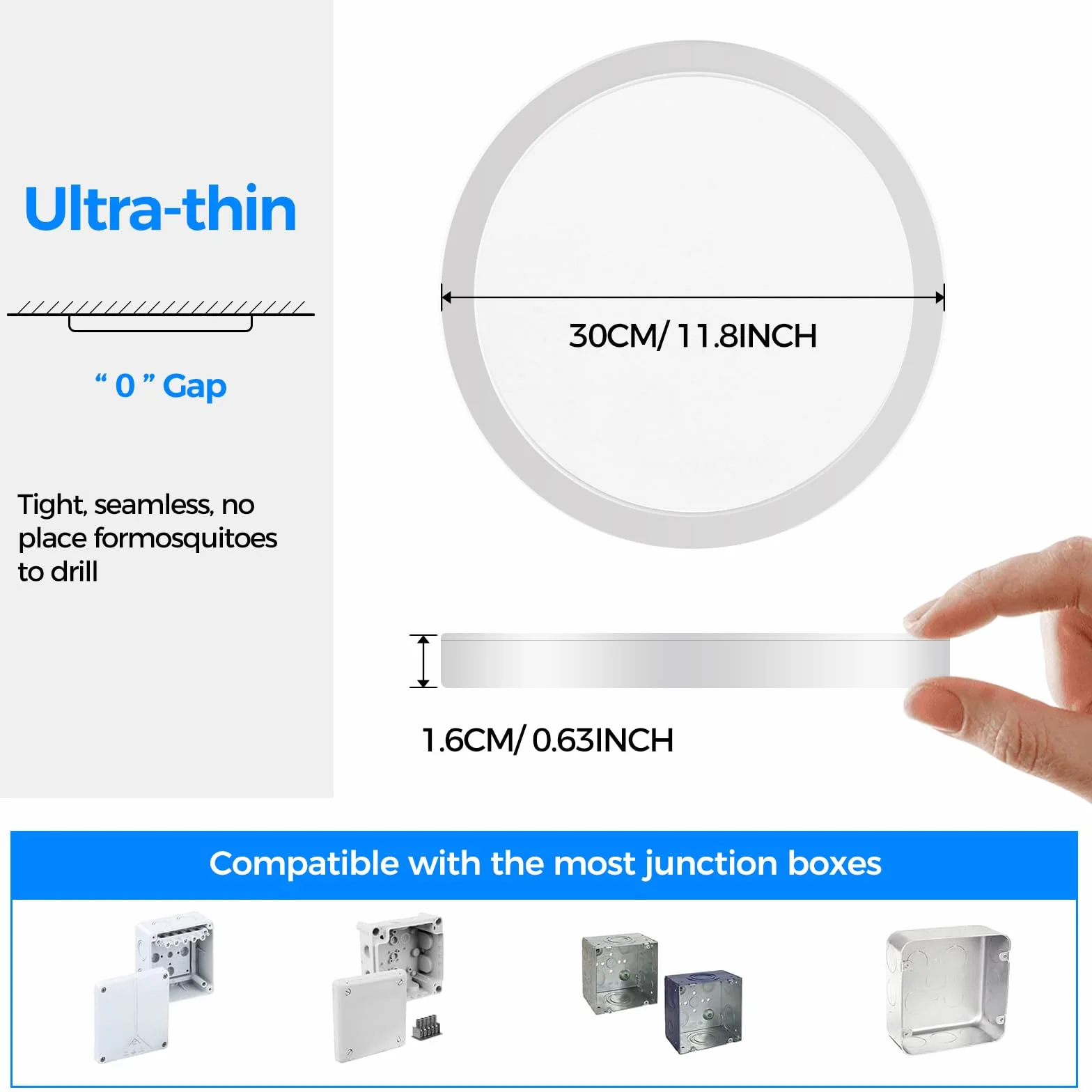Peasur Plafon Led Techo 24W 3000-6500K IP54 Impermeable 300x16mm 1Pack