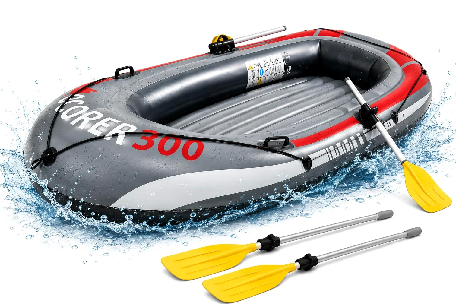 Bote inflable de 220 x 110 cm, para niños y adultos con pádel y cuerdas, barco inflable, bote de remo y bote de remos