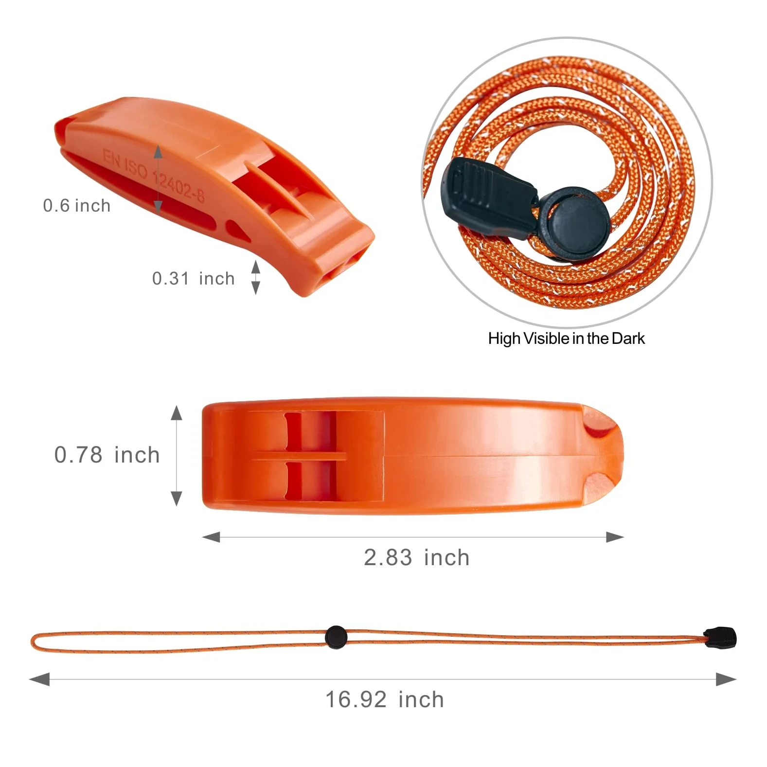 Silbatos de emergencia con cordón, tres tubos, silbatos de seguridad, paquete de 2 y 1 paquete de silbato de supervivencia de plástico para kayak, senderismo, camping, barco, al aire libre