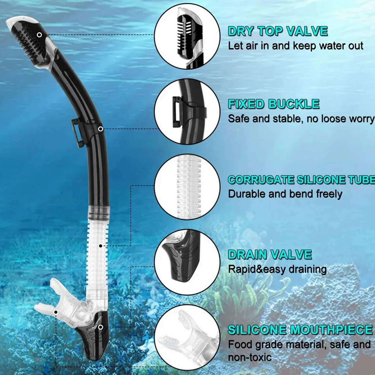 Kit de de Buceo Máscaras de Buceo, Equipo de Snorkel, Falda de Silicona para Adultos, Gafas antivaho, Equipo para Piscina Buceo(Blue Set)