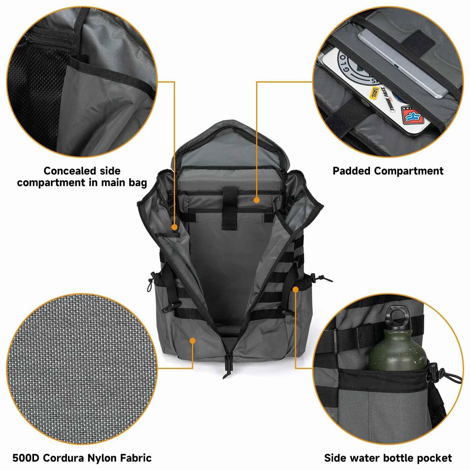 EXCELLENT ELITE SPANKER Mochila Militar Táctica Molle Mochila de Camping Mochila de Caza para Senderismo, Excursión y Viajes(GRY)