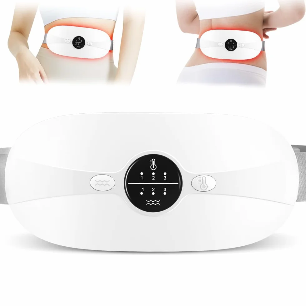 Almohadilla térmica menstrual Cinturón de Calentamiento Eléctrico USB para el Vientre 3 Niveles de Calor y 3 Modos de Masaje,Soporte de Espalda Calentado para Alivio Dolor Menstrual