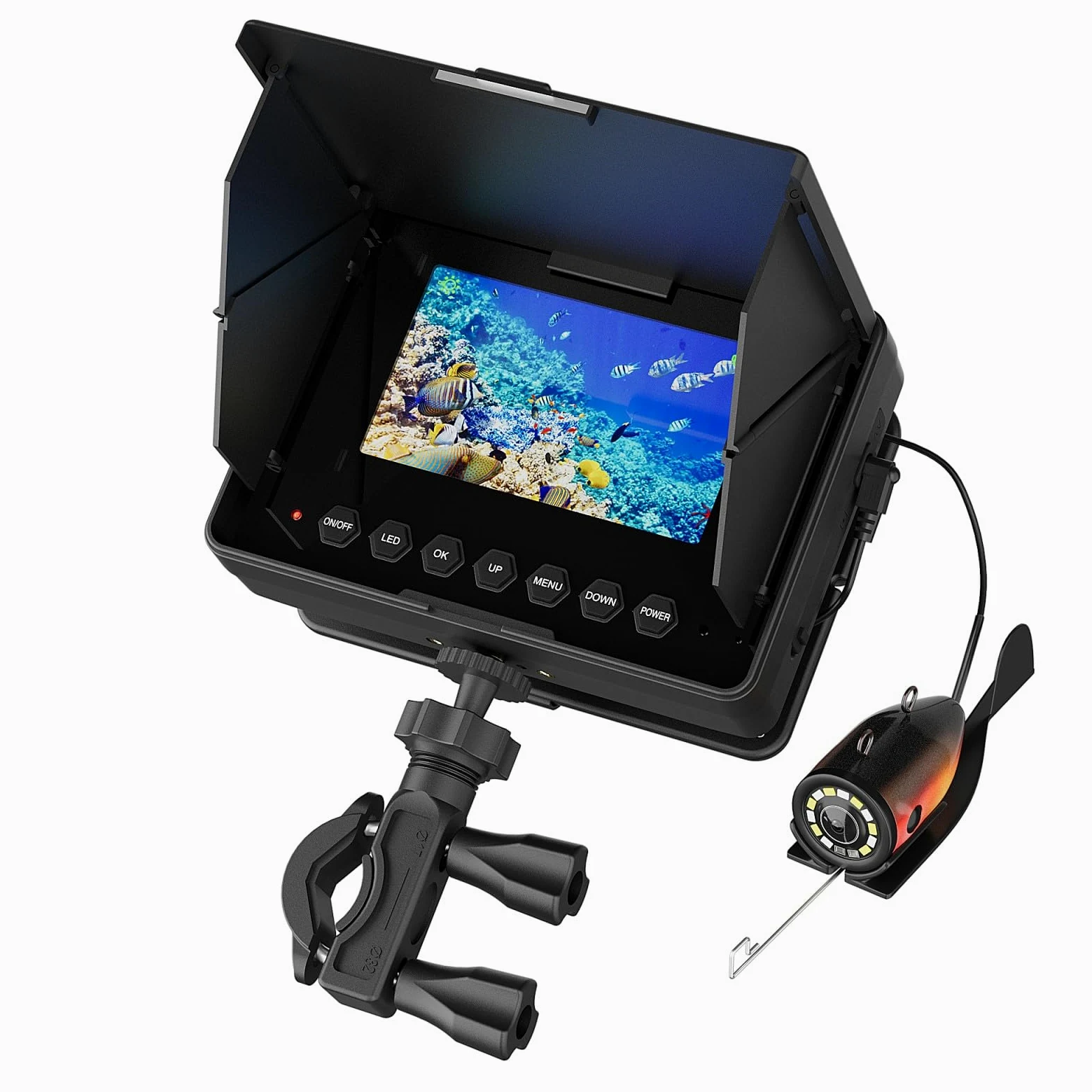 Cámara Submarina LCD 4,3", Buscador De Peces Para Pesca Hielo 1200TVL Con Iluminación 6+6 LED Integrada, Cable Configurable 15/30/50M, Aparato De Vigilancia Submarina Para(Size:15 M/49 FT,Color:Negro)