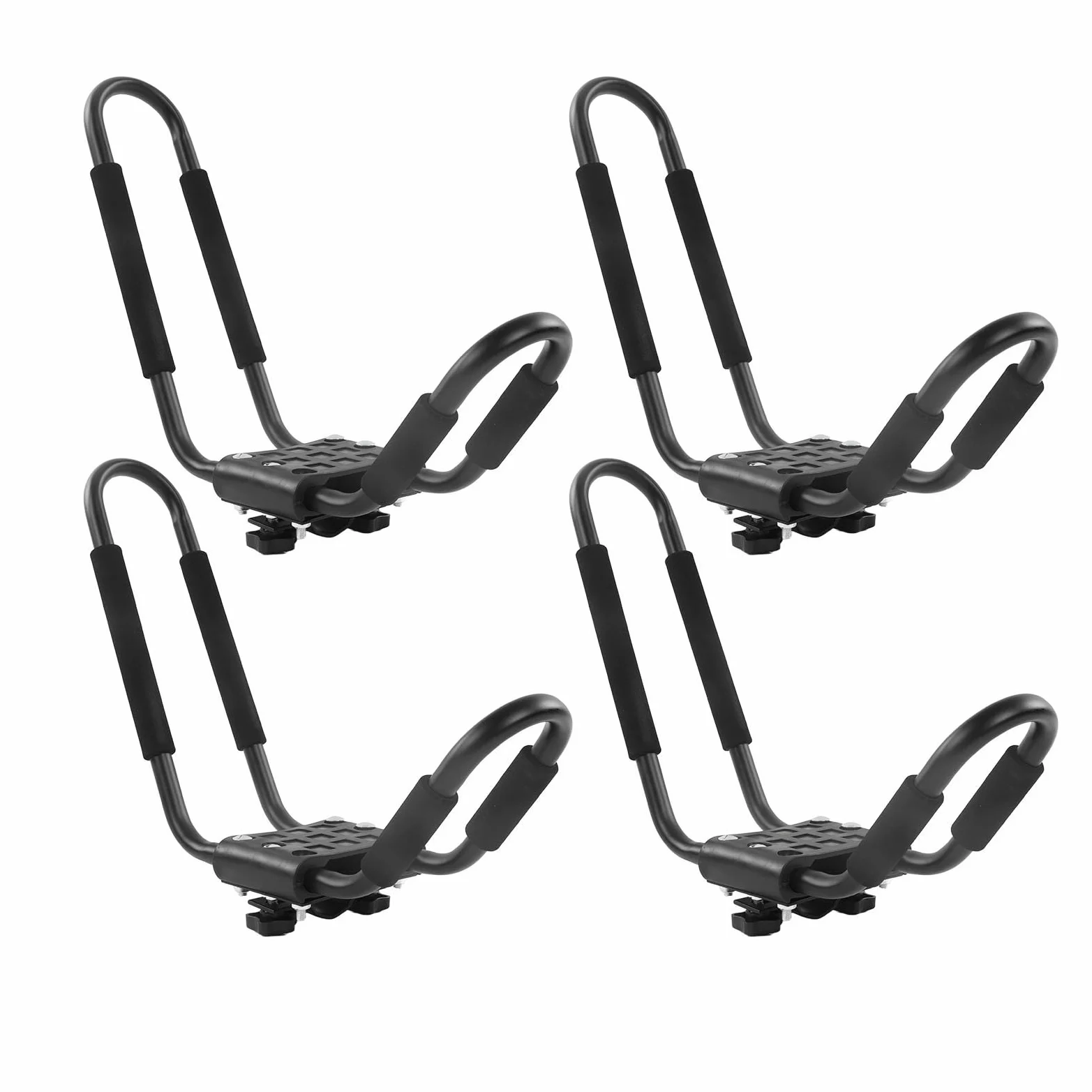 Haofy Soporte de Montaje Superior para Techo de Kayak, Soporte de Barra en J de Acero de Aleación Resistente para Canoa, Tabla de esquí, Transporte Superior, Capacidad de Carga de 68KG, 2 Pares