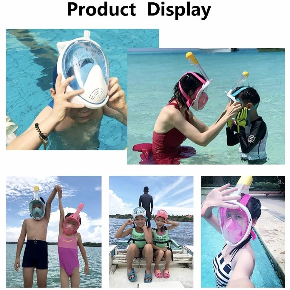 Máscara de Snorkel Buceo Máscara de natación de Cara Completa para niños, máscaras de Buceo con respirador antivaho, respiración Segura para niños y Adultos
