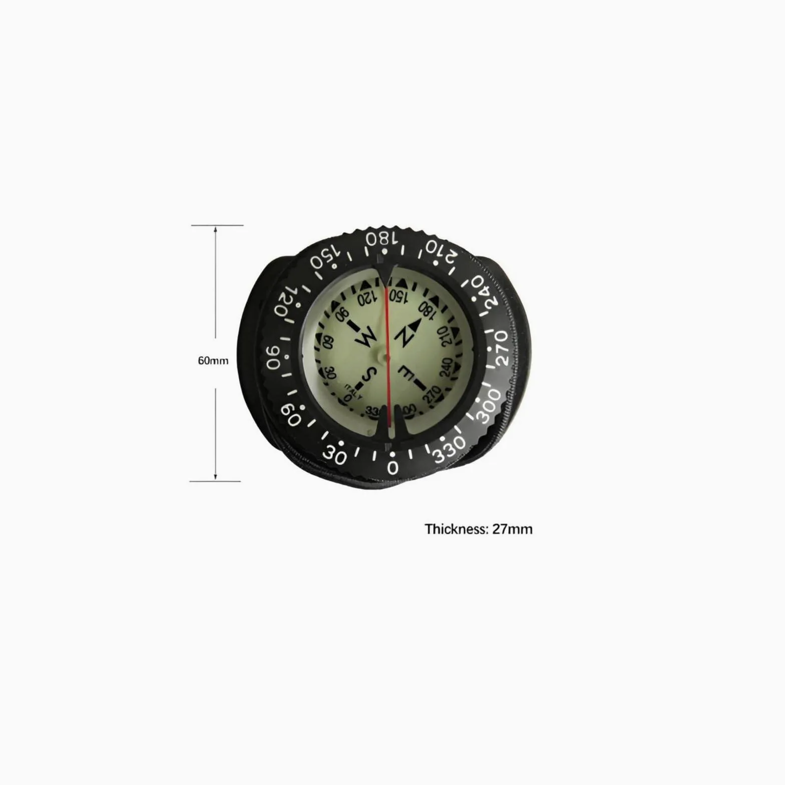 kowaku Brújula de Bungee para Buceo Brújula Instrumento de Navegación Orientación Llenada de Líquido con Dial Lateral Magnética Fijación Elástica Adecuada
