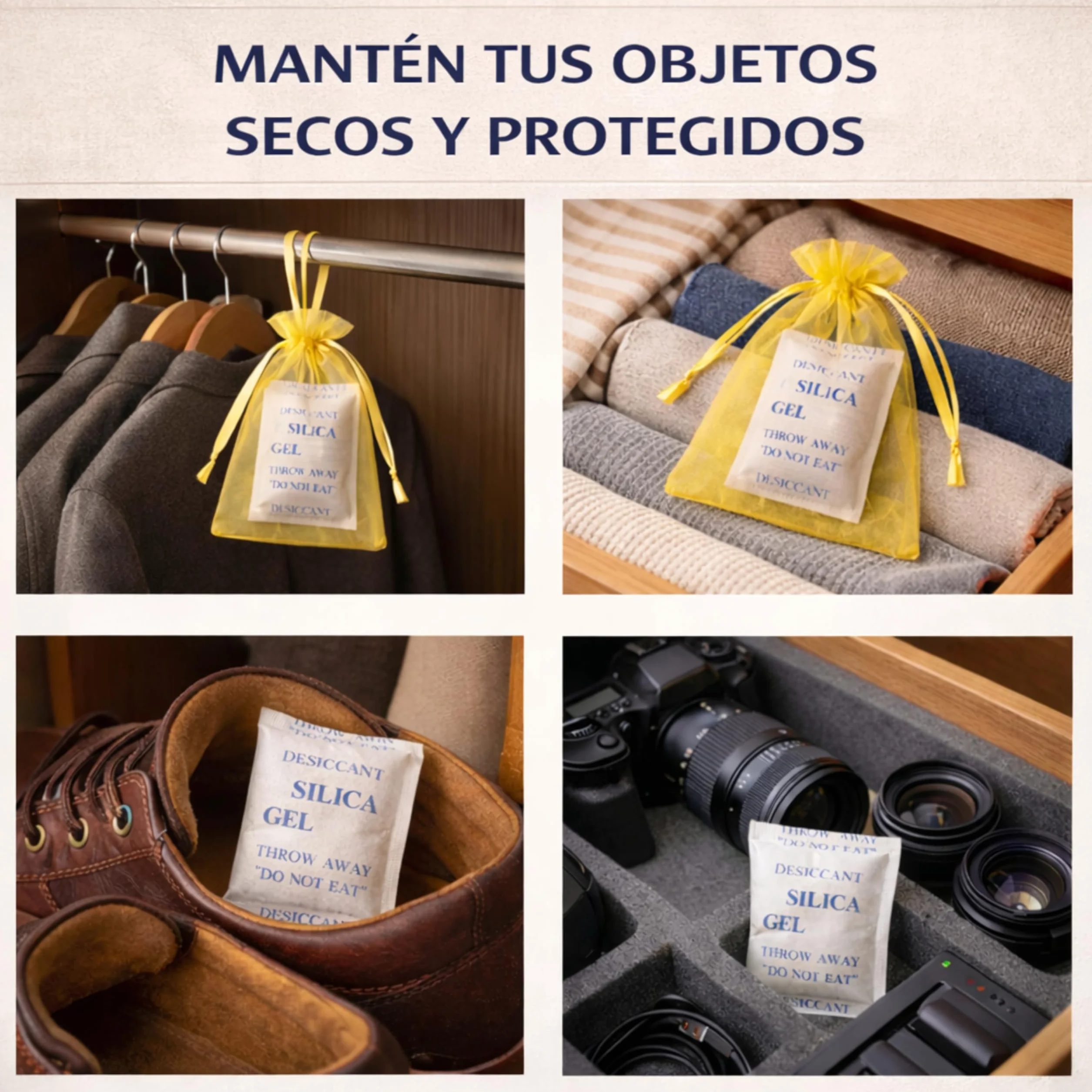 Bolsas Desecantes Antihumedad 35 PCS Activated Clay Gel de Sílice Absorbe Humedad Armarios Cajones