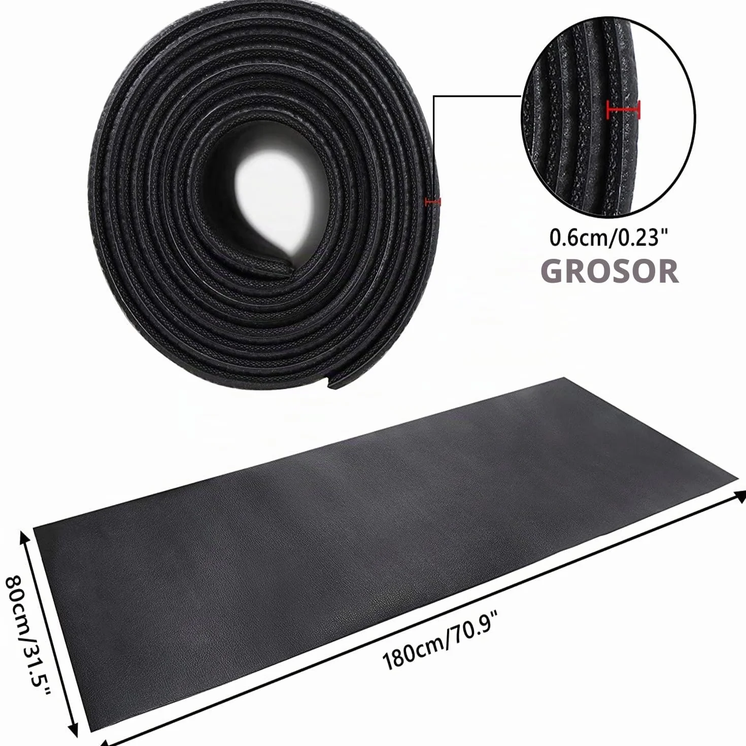 Esterilla de Ejercicio y Equipo de Fitness, Antideslizante, Alfombrilla Protectora de Piso para Cintas de Correr, Ciclismo, Rowers, Cross Trainers y Otros Equipos de Gimnasio, 180cm x 80 cm