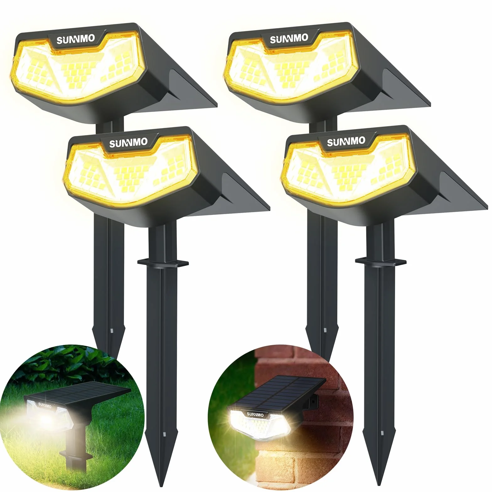 Luces Solares LED Exterior Jardin 4 Piezas 32LED 3 Modos IP65 Impermeable Luz Cálida