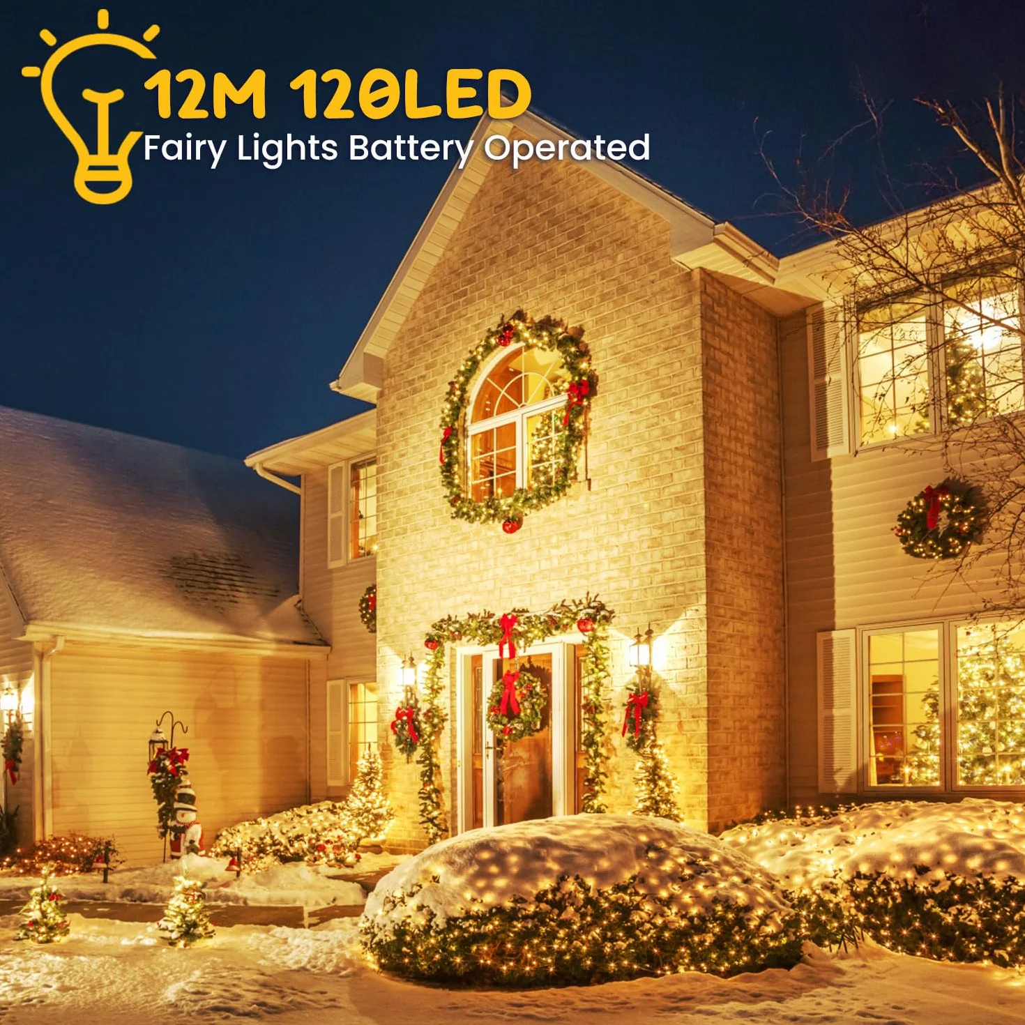 Guirnalda Luces LED Pilas 24M IP65 Impermeable 8 Modos Brillo Ajustable Control Remoto