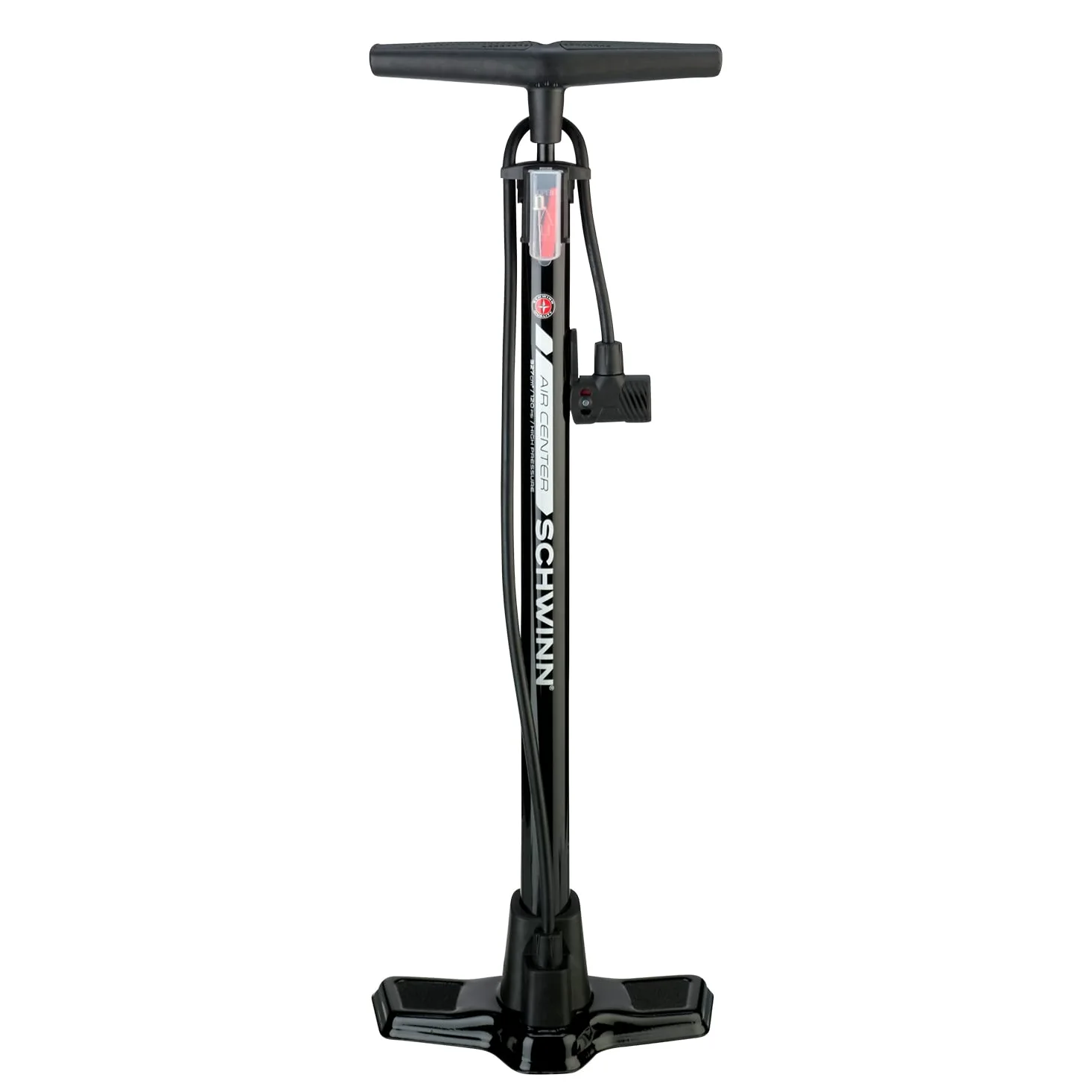 Schwinn Air Center Floor Bike Pump, Guage Fits Schrader and Presta Valve Types, Multiple Colors