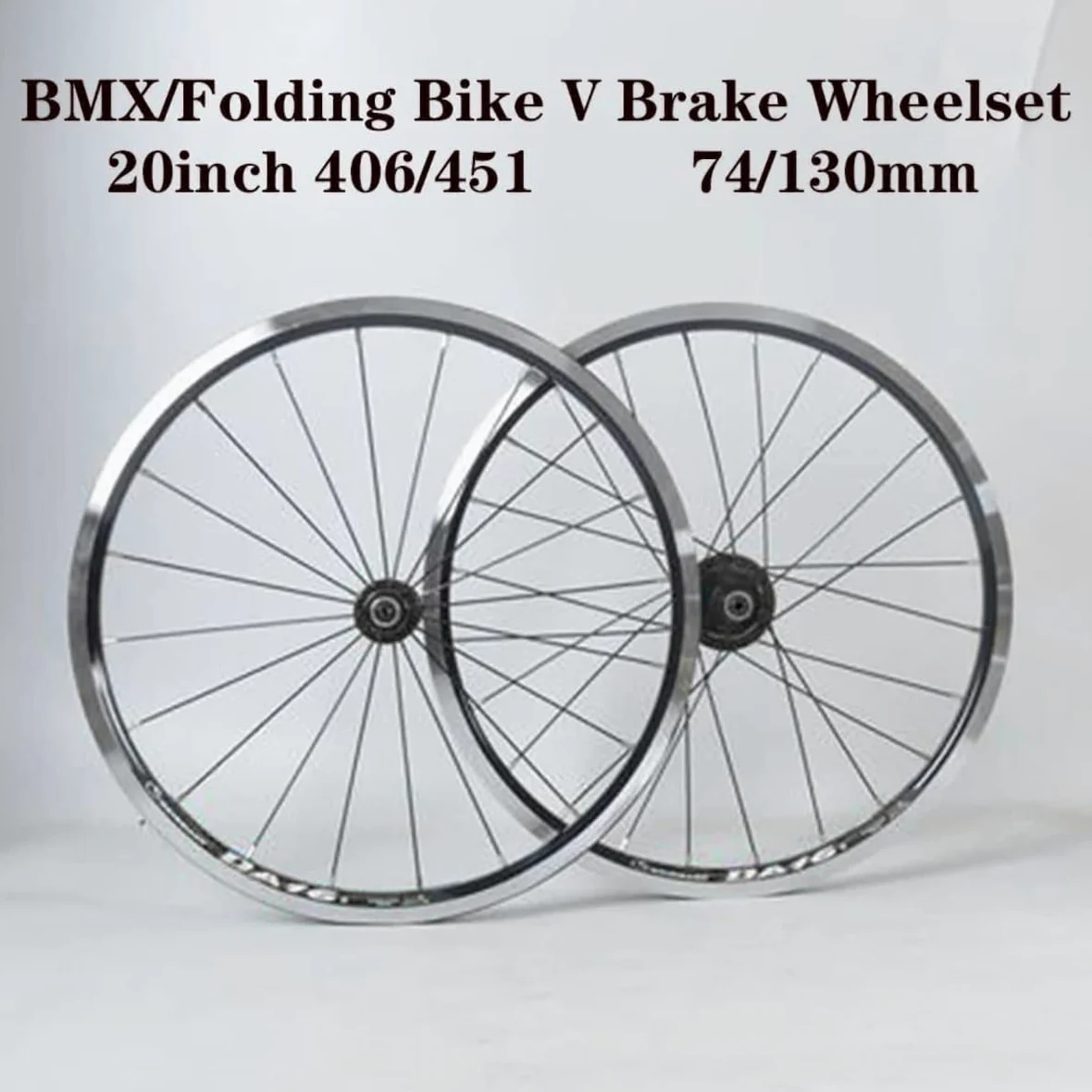 Juego De Ruedas Plegables 20in Llanta BMX 406/451 Freno V Liberación | Rápida Rueda Delantera Trasera Bujes 20/24H QR 74/130mm Para Cassette 7-11 Velocidades(Black,406)