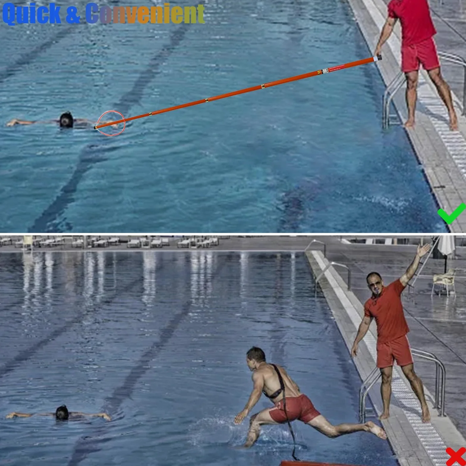 LXLZYXSF Palo Salvavidas Telescópico Poste Salvavidas Extensible para Muelles Yates Fibra De Vidrio Barra Salvavidas Equipos De Salvamento Acuático Postes De Piscina (Size : 1.2-4.5m(4.9ft-14.7ft) L)