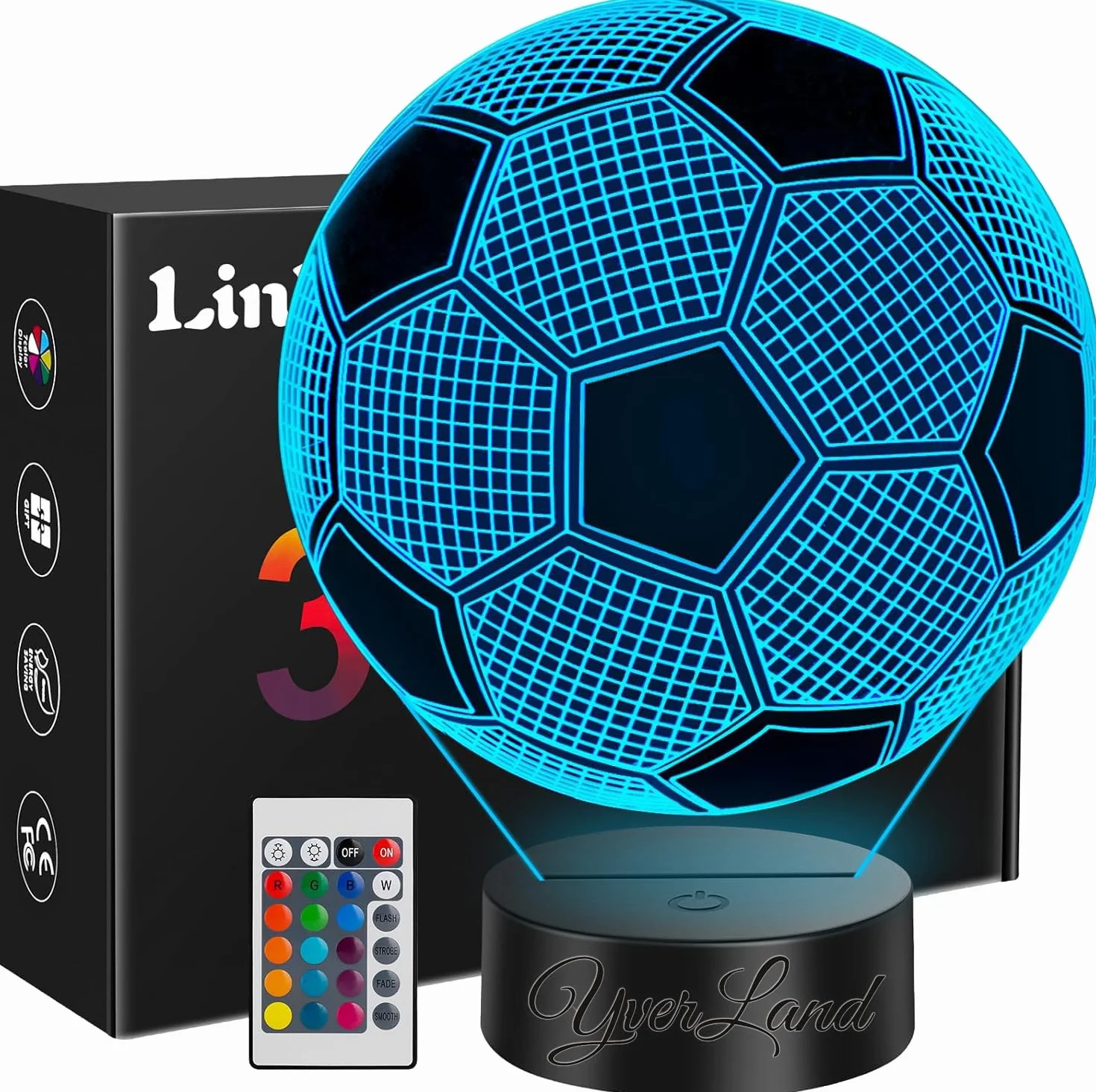 Lámpara LED 3D Bola de Fútbol Original Niños 5-10 Años USB Pilas