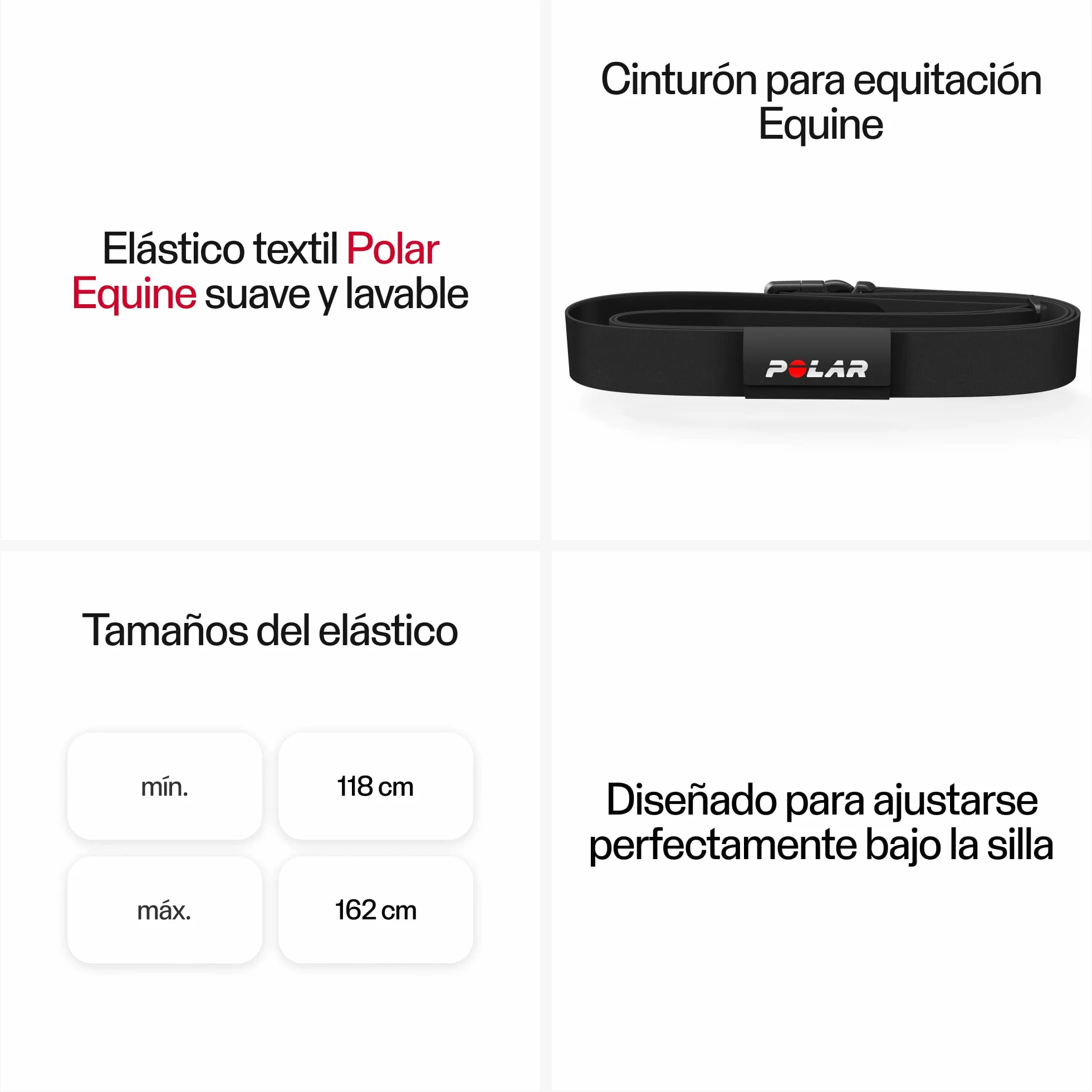 Polar Equine Belt Elástico Negro