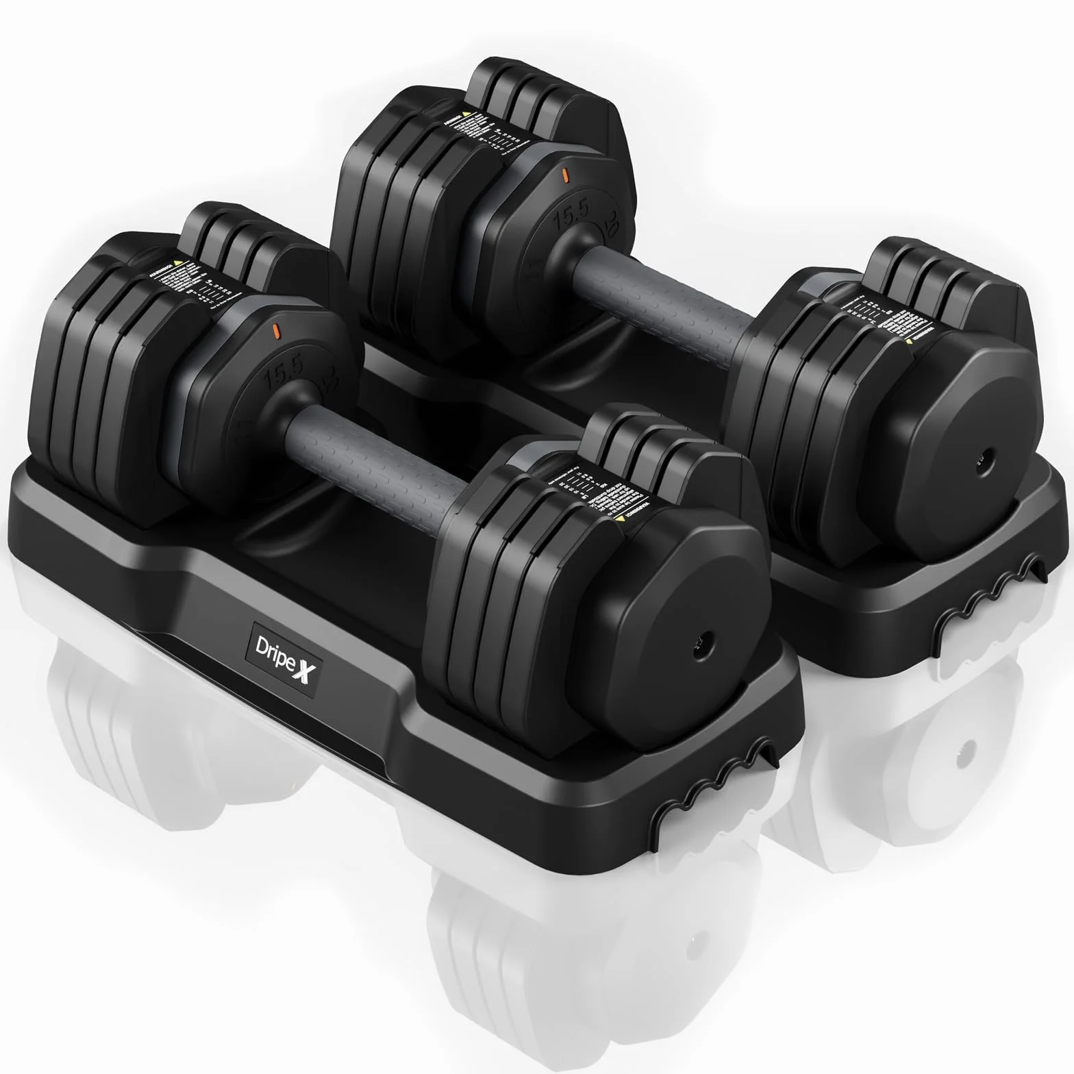 Dripex Mancuernas Ajustables, 11 kg/24,5 kg, 5/10 en 1 Juego de Pesas y Mancuernas, Ajuste Rápido con Base, Ahorran Espacio para Entrenamiento en Casa y Gimnasio