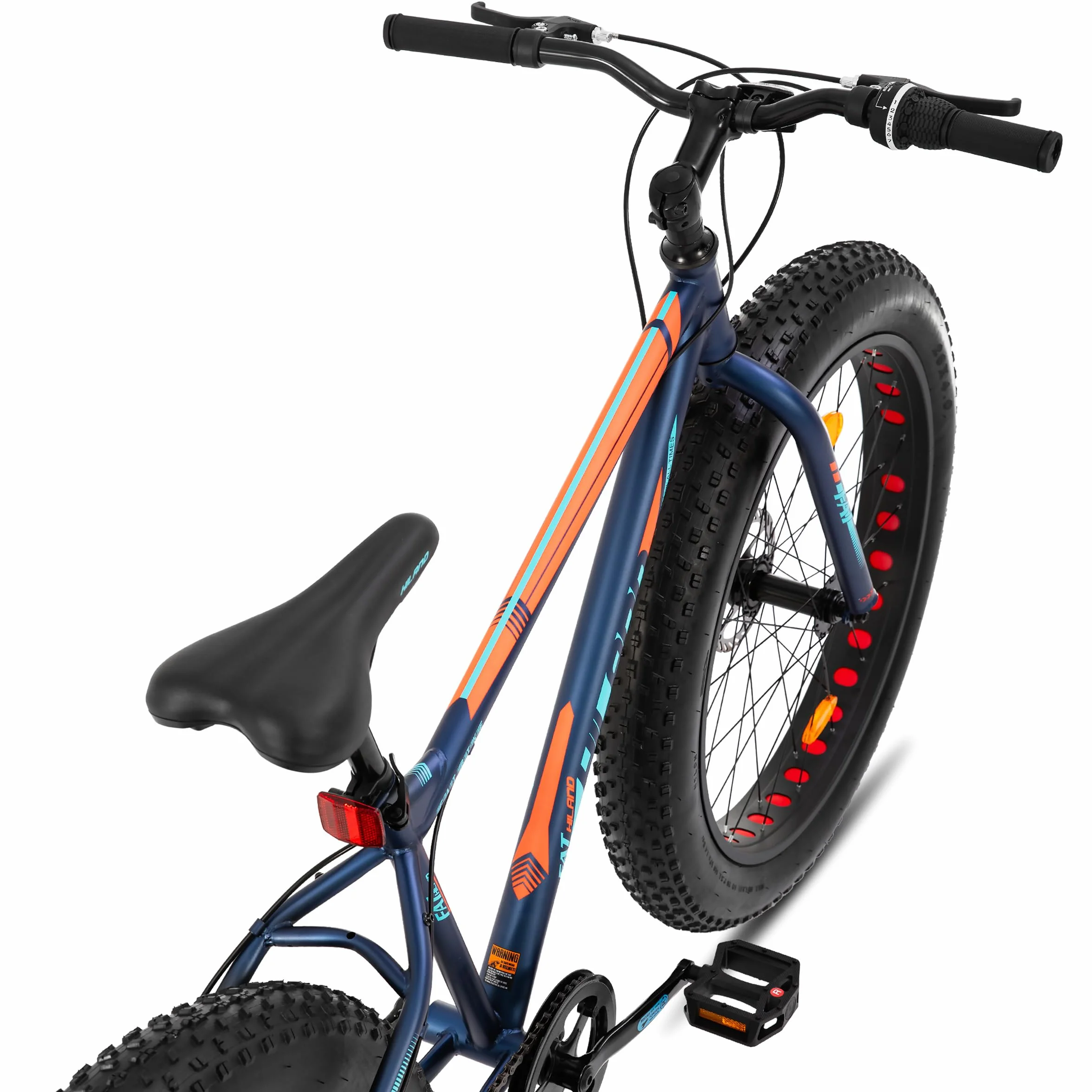 HILAND Bicicleta de Montaña Fat Tire 24/26 Pulgadas, Fat Bike con 7 Velocidades, Doble Freno de Disco, para Niño, Jóvenes y Adultos, Bicicleta para Playa y Ciudad