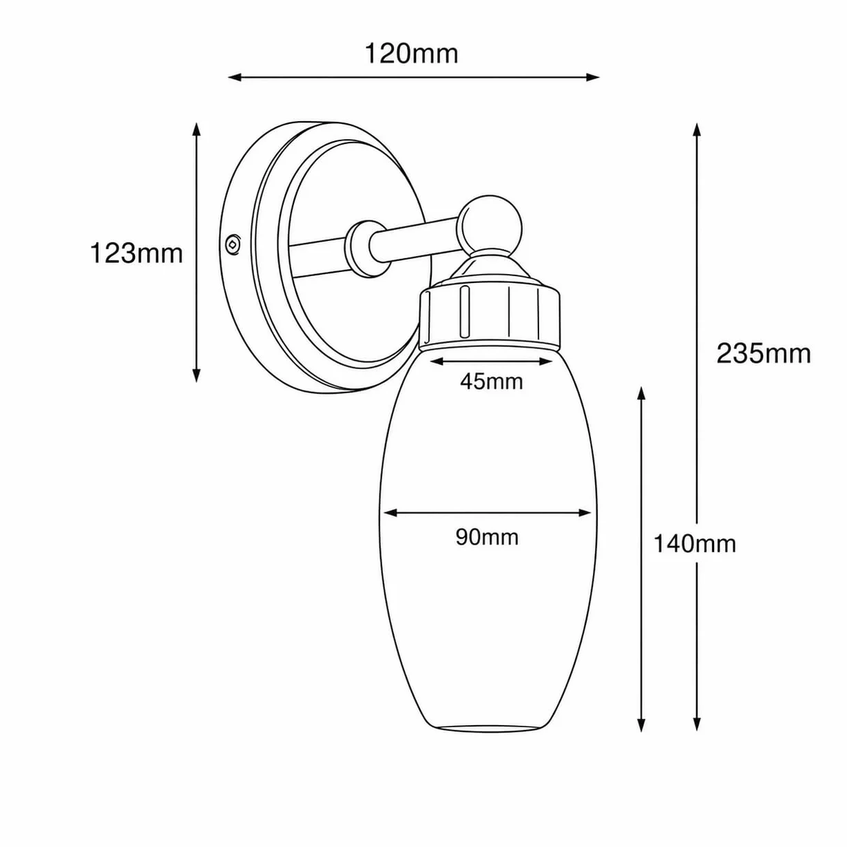 Alpinaluz Aplique de pared baño E14 base metálica cromada pantalla cristal blanca mate IP44