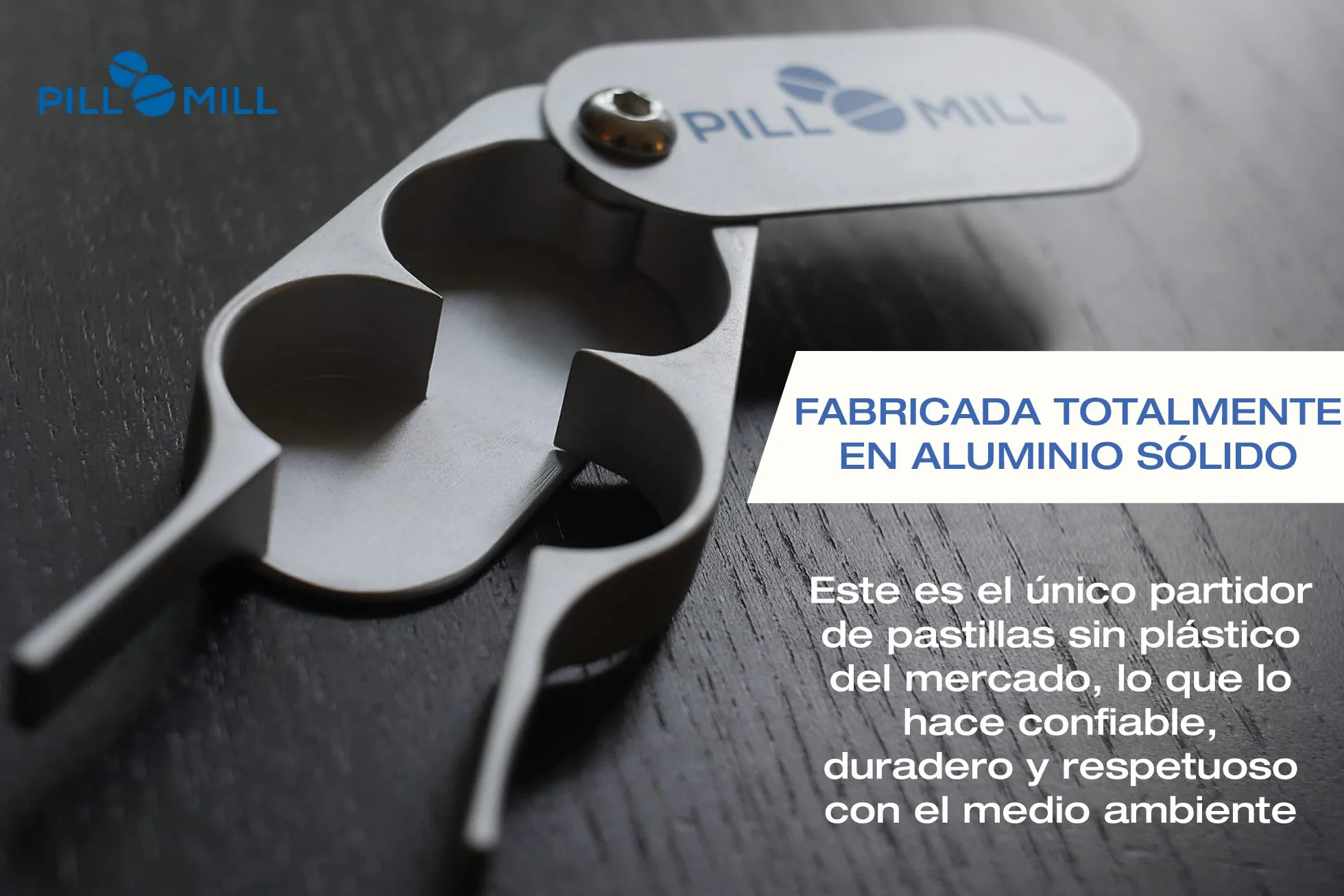 Pill Mill Cortador de Pastillas con Cuchillas de Metal y Mango de Agarre