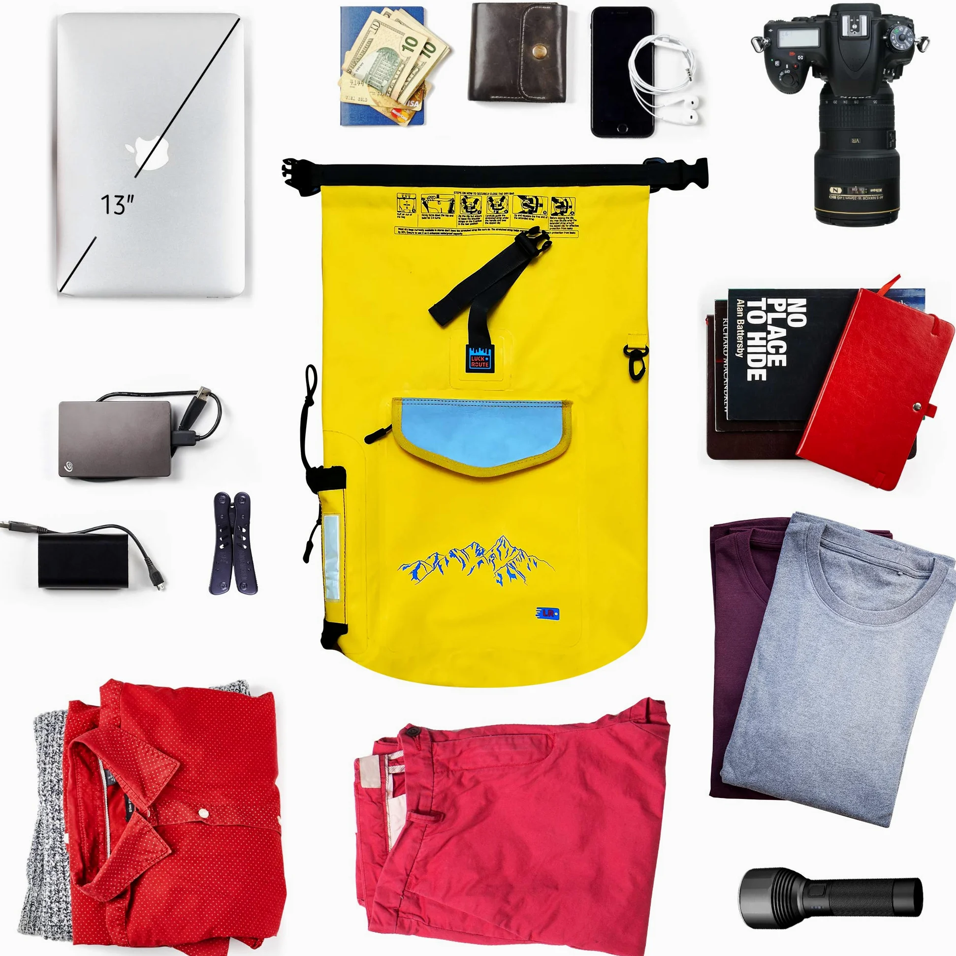 Bolsa impermeable para cámara – Mochila sumergible con doble bloqueo de fijación y almacenamiento inteligente – Bolsa seca para kayak, flotador, canoa y otras actividades acuáticas (negro, 20 l)