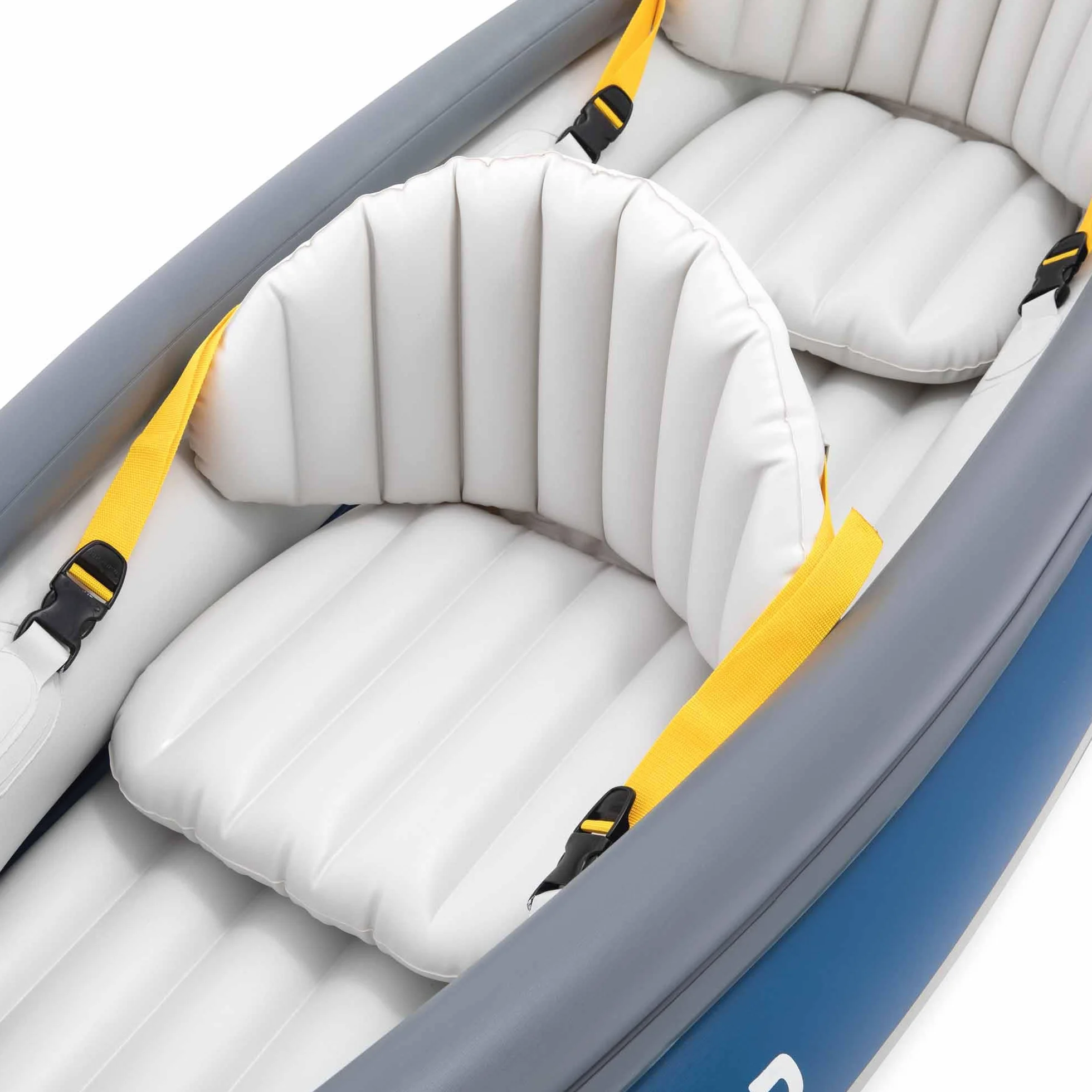 Intex Canoa Hinchable 2 plazas 89x307x53cm, Peso máx 180Kg, Asiento Hinchable Regulable con Respaldo, Bomba de hinchado, 2 remos, Cuerda de sujeción, quilla extraíble y Bolsa de Transporte (68389)