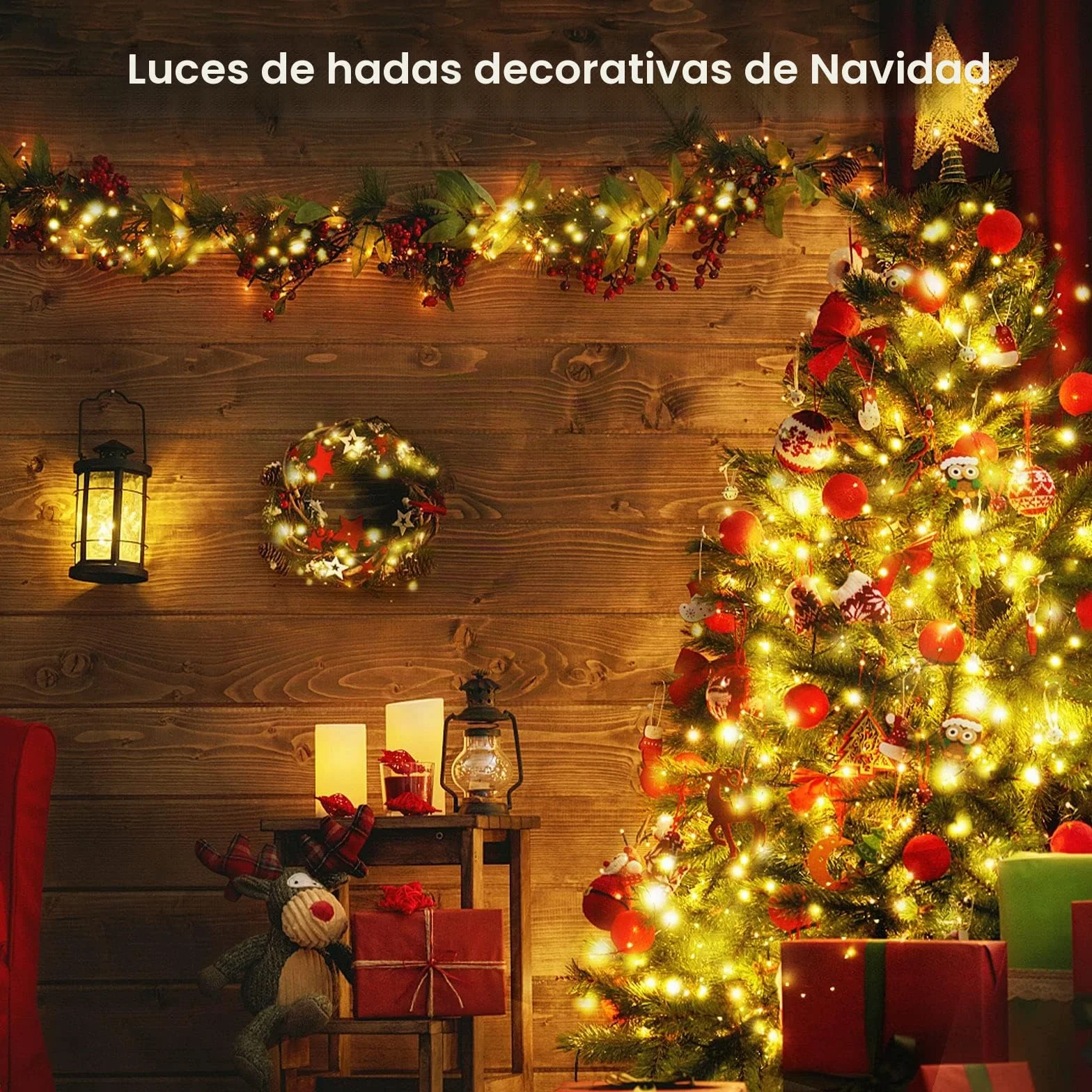 Suright Guirnalda Luces LED 2x12M 120 LED Impermeable Exterior Decoración Navidad Amarillo Cálido