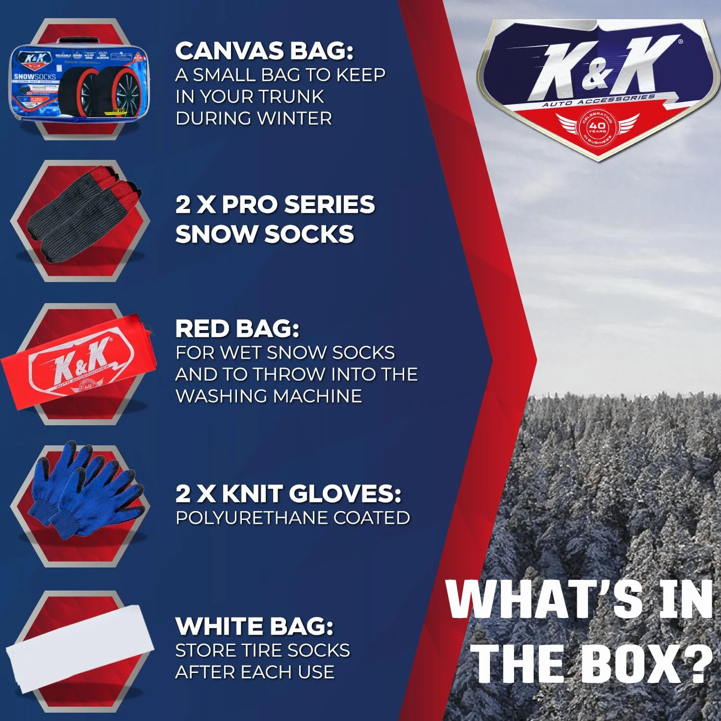 KNK Boutique Calcetines de nieve para neumáticos Serie Pro - Alternativa de agarre máxima para cadenas de nieve - Dispositivo de tracción (grande)