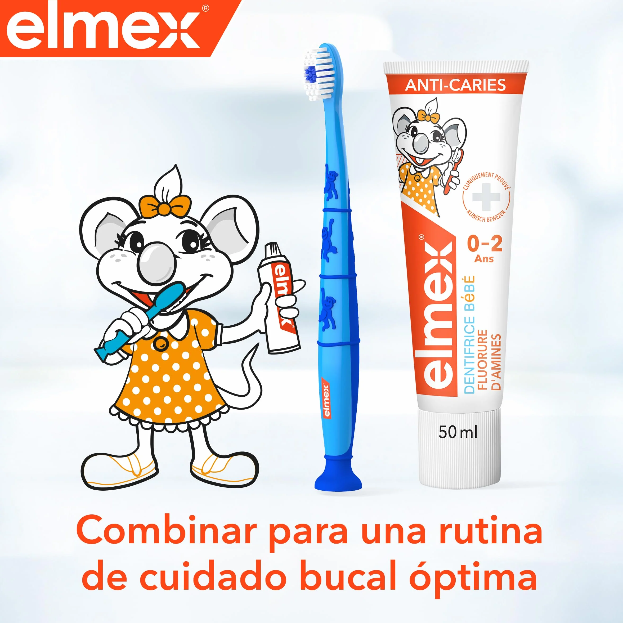 Elmex Pasta de Dientes Infantil Protección Caries 50 ml 1000ppm Fluoruro de Amina 0-6 Años
