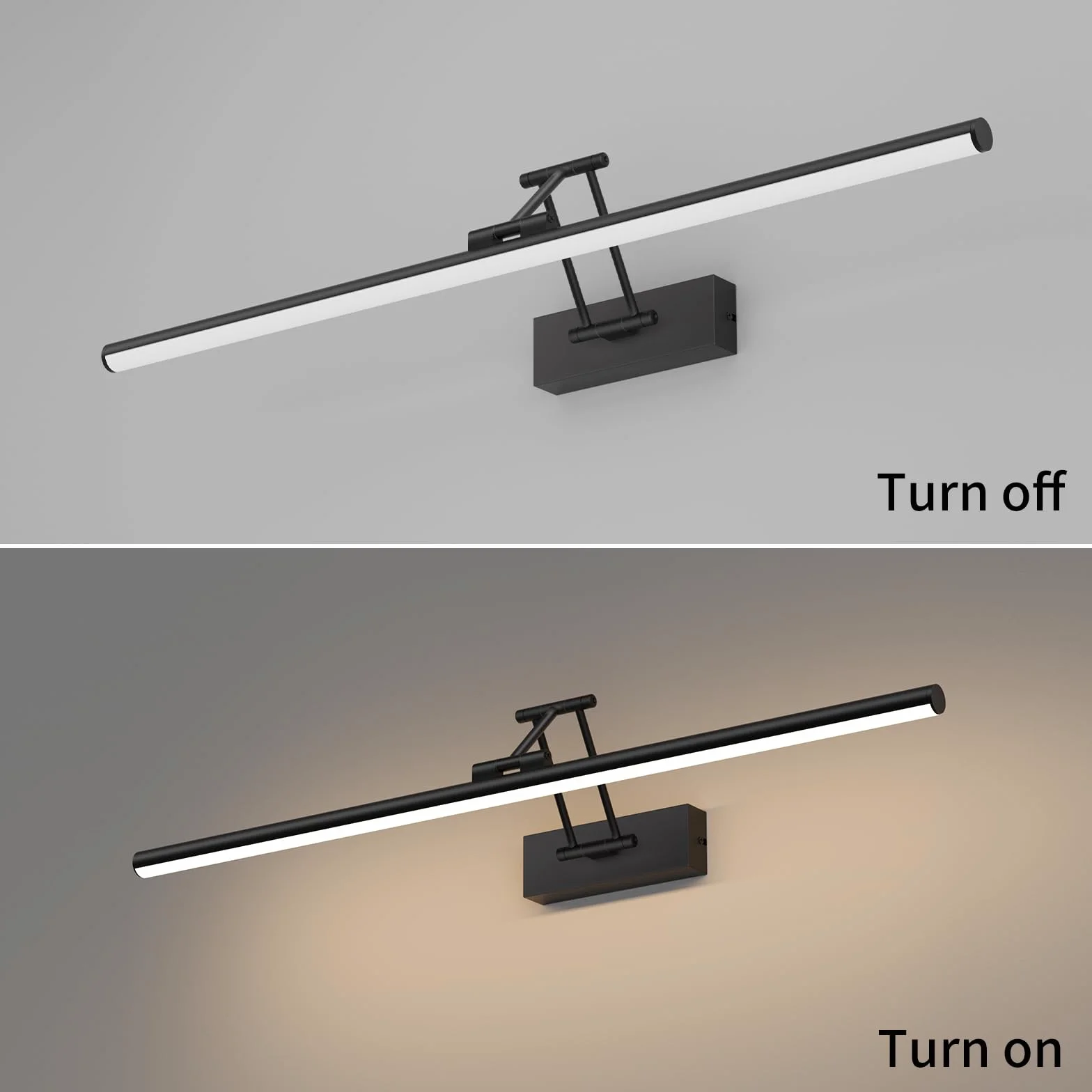 Klighten LED Lámpara de Espejo 70cm 24W 1650LM IP44 4000K Negro