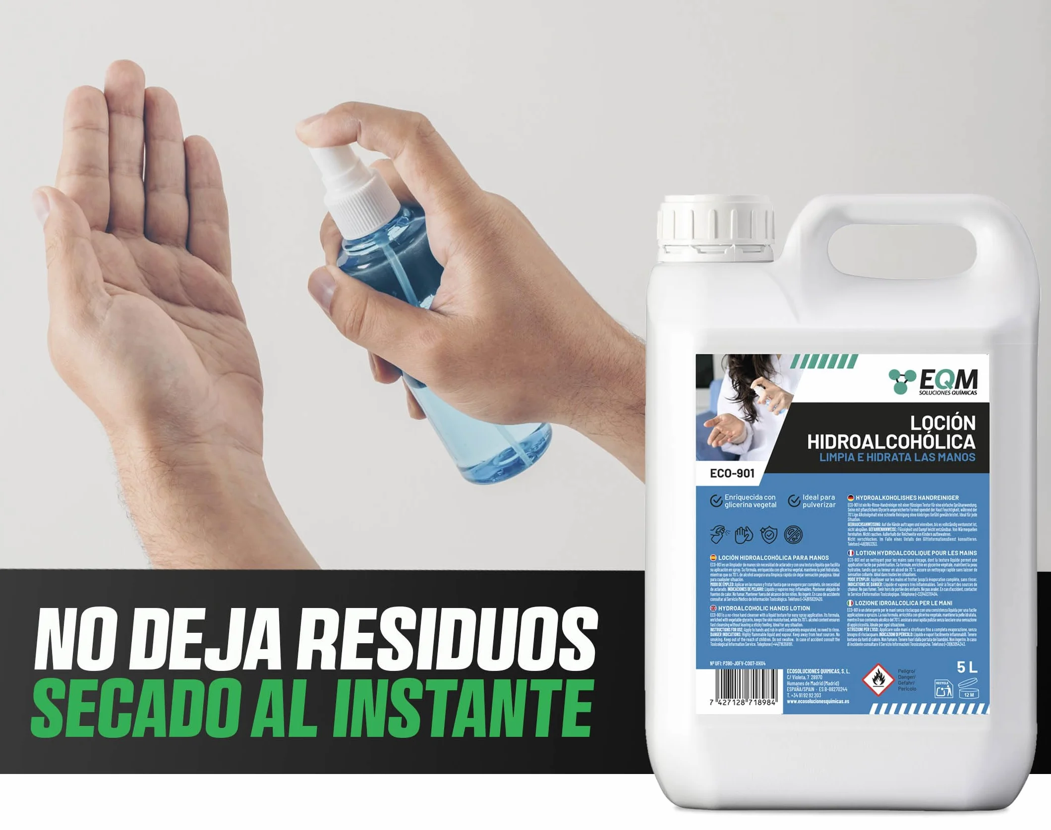 EQM ECO-901 Loción Hidroalcohólica para Manos 5L