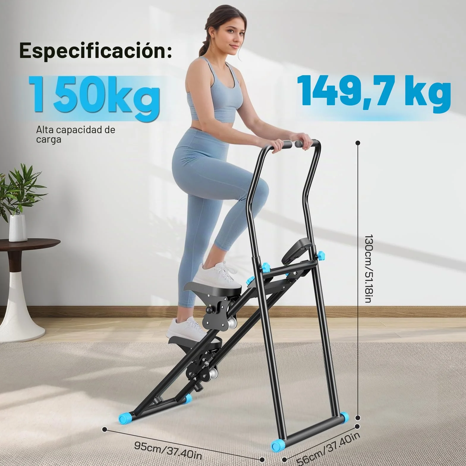 2025 Nueva escaladora para el hogar, escalador vertical Stairmaster para entrenamiento de cuerpo entero, escalador de cardio plegable compacto con ancho de paso ampliado, manillar ajustable y pedales