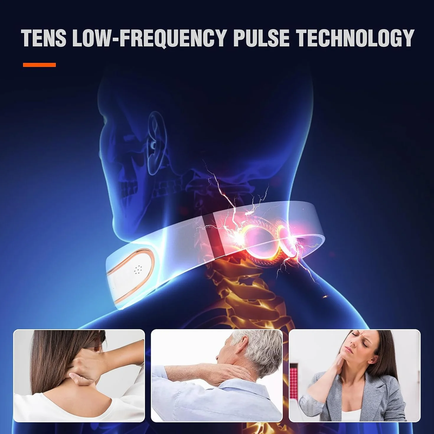 Masajeador Cuello Cervical Eléctrico Portátil, 3 Niveles Calefacción, 4 Modos Masaje, 15 Niveles Intensidad