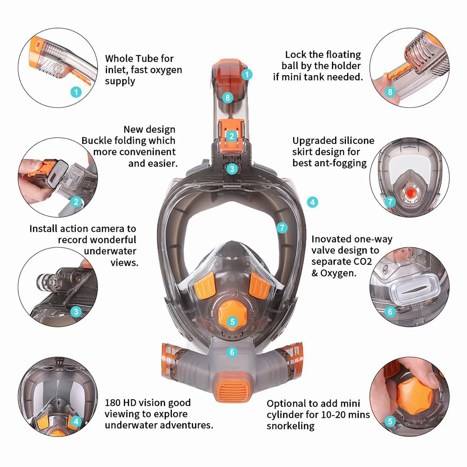 Máscaras de Buceo Máscara de natación, Snorkel seco Completo, Equipo Buceo para Uso Diario