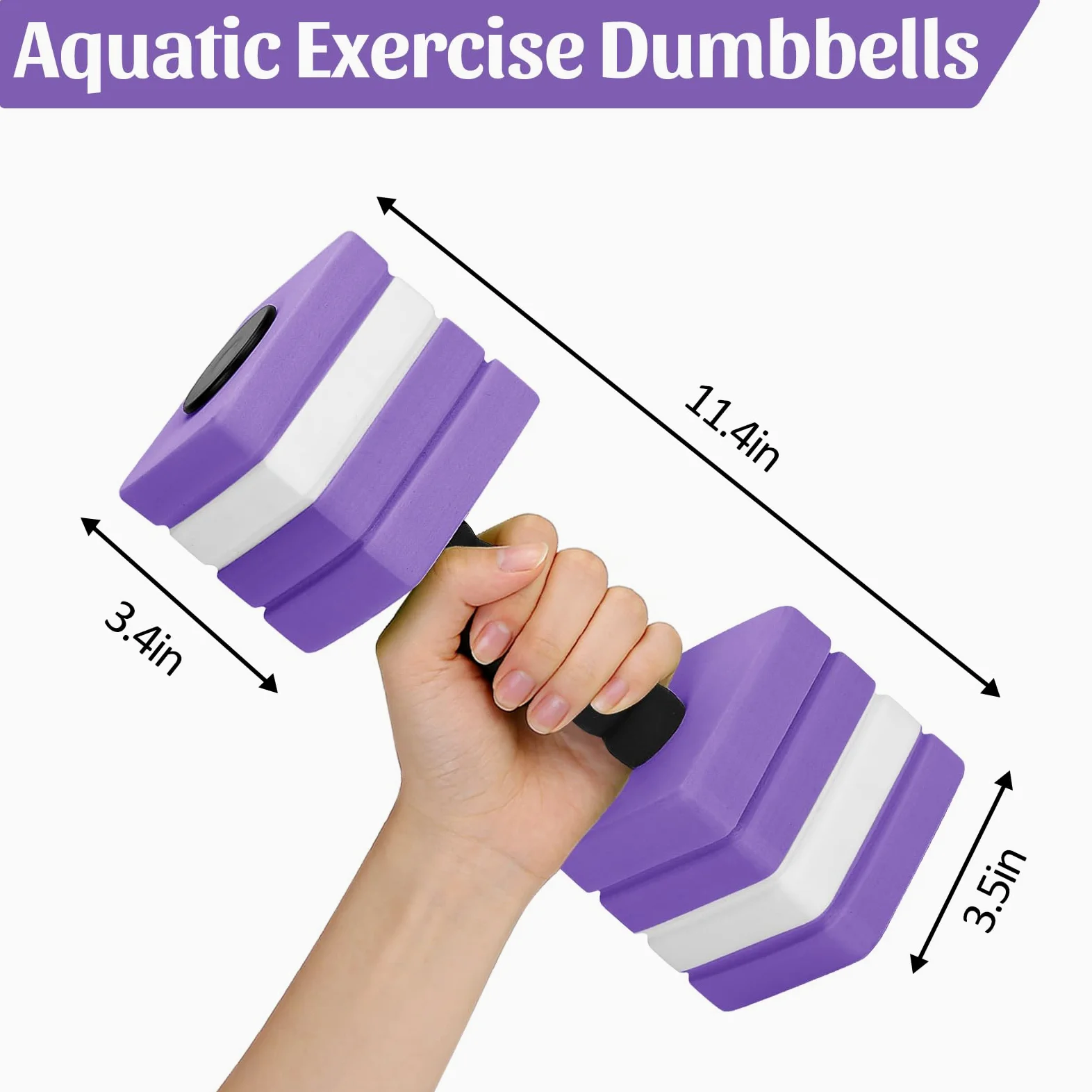 VAlinks Paquete de 2 mancuernas de ejercicio acuático, mancuernas de natación de espuma EVA de alta densidad para piscina, equipo de ejercicio acuático