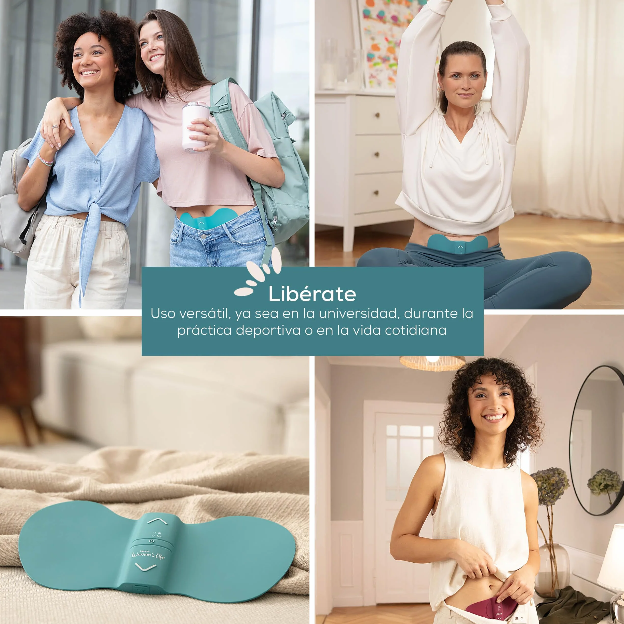 Beurer EM 55 Menstrual Relax+ TENS calor batería recargable dolor menstrual endometriosis turquesa